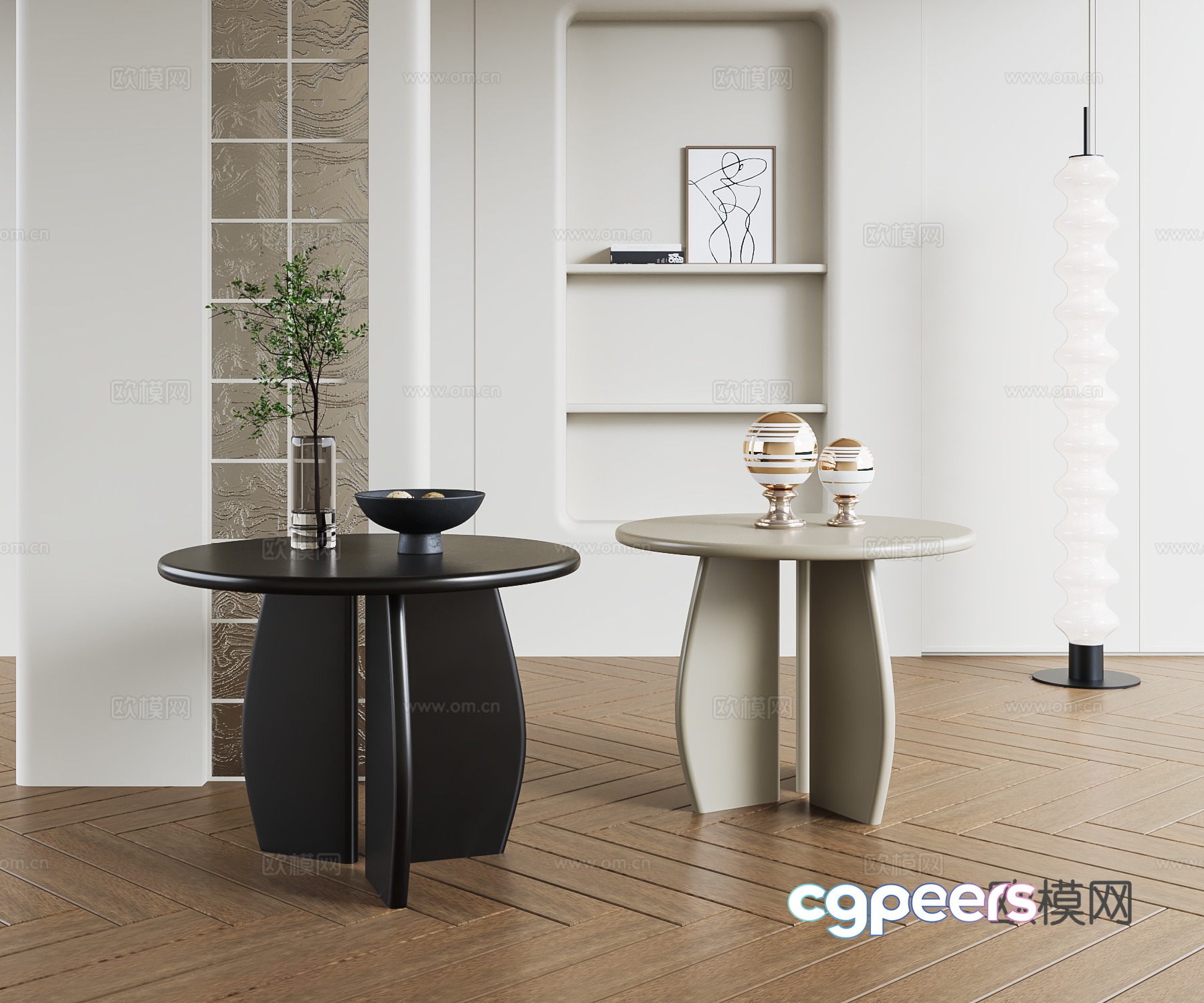 Modern round table side table angle table 3D model Modern round table side table angle table 3D model