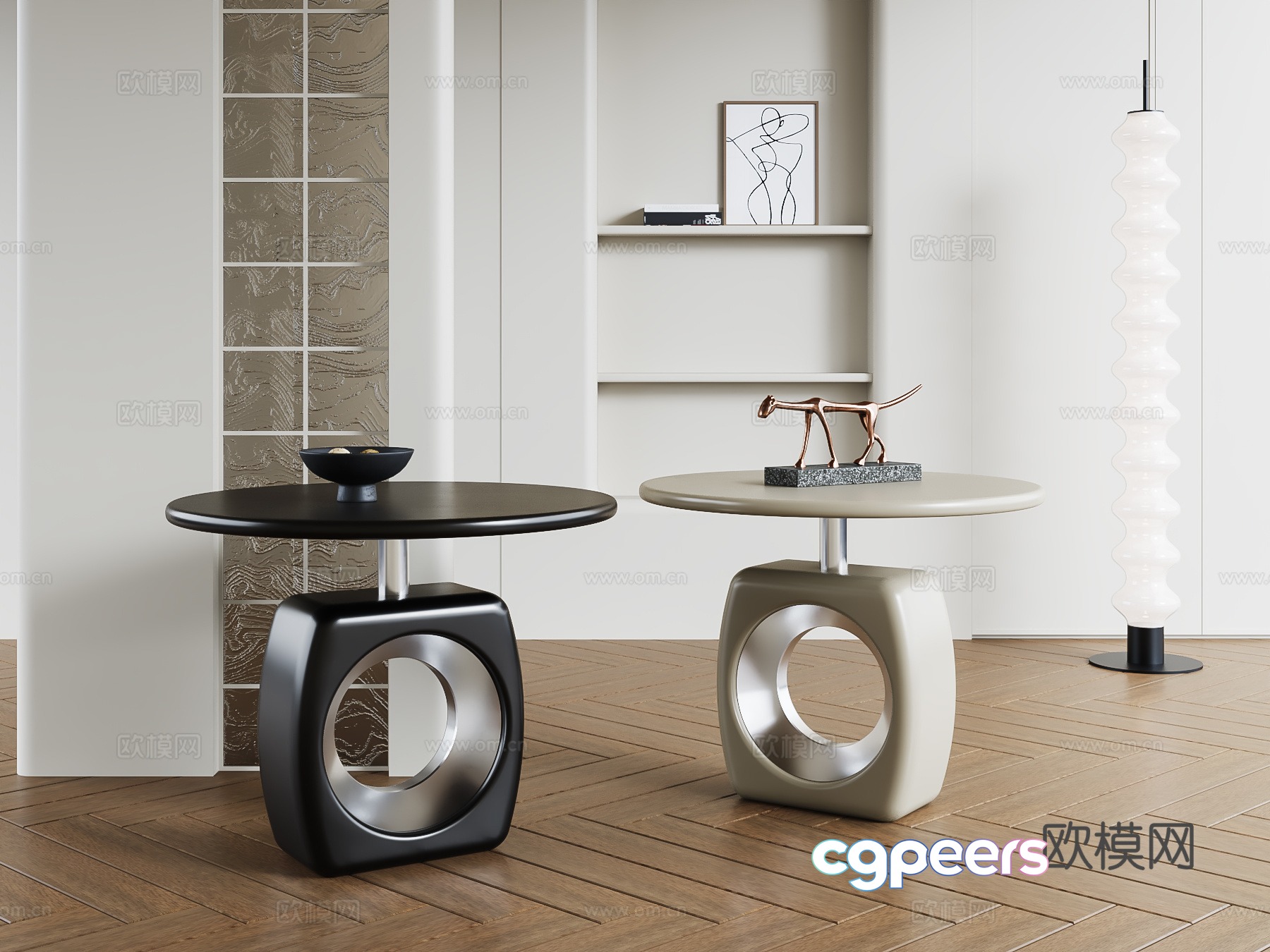 Modern round table side table angle table 3D model Modern round table side table angle table 3D model