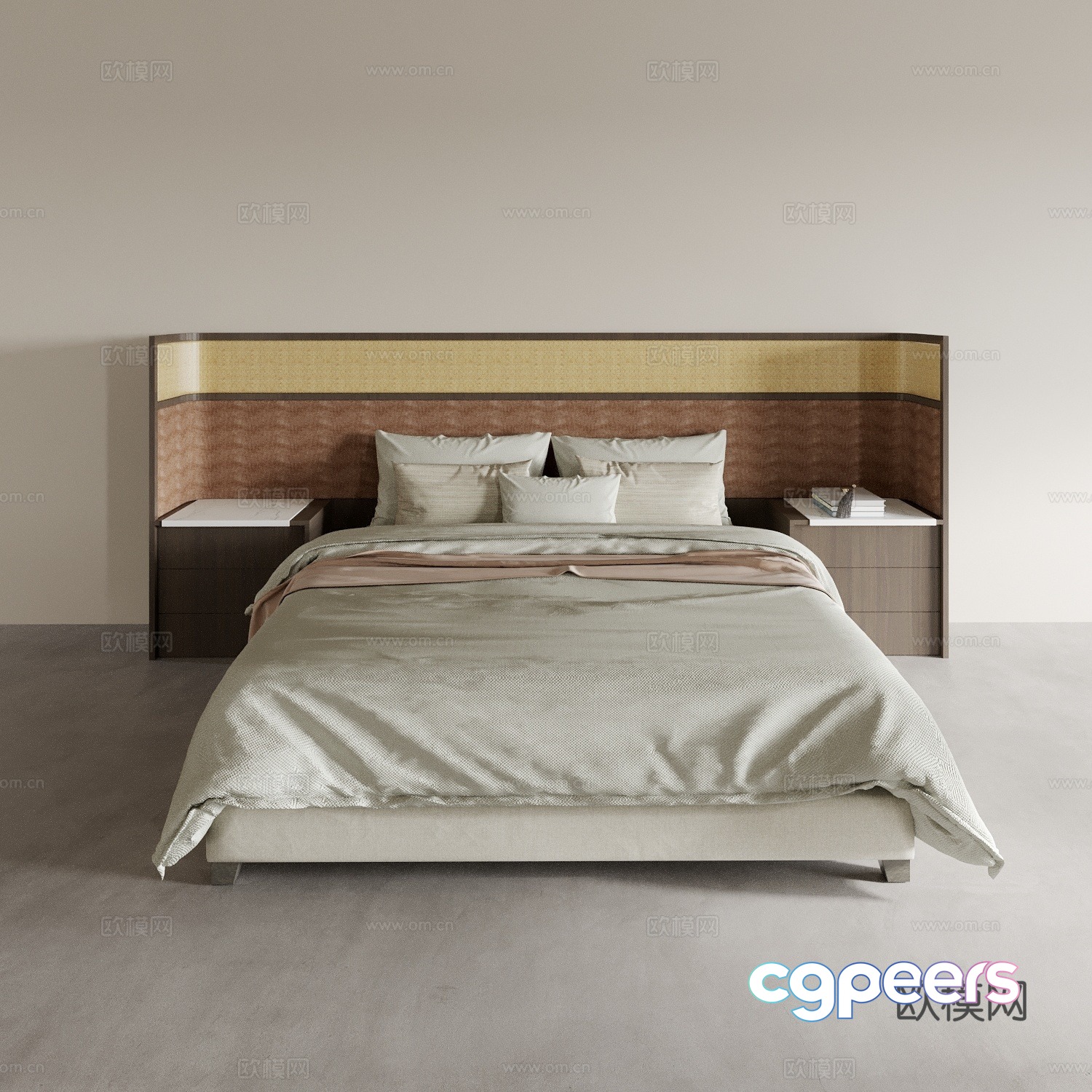 New Chinese style double bed 3d model New Chinese style double bed 3d model