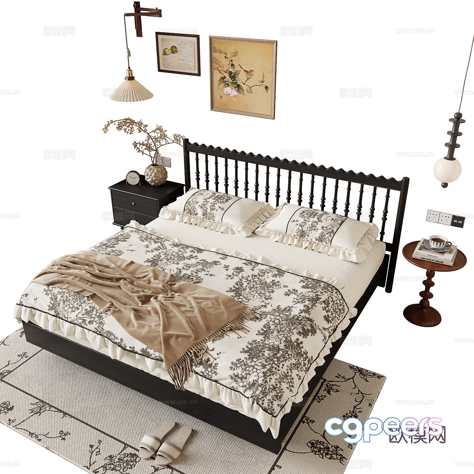 Medieval style double bed 3d model Medieval style double bed 3d model