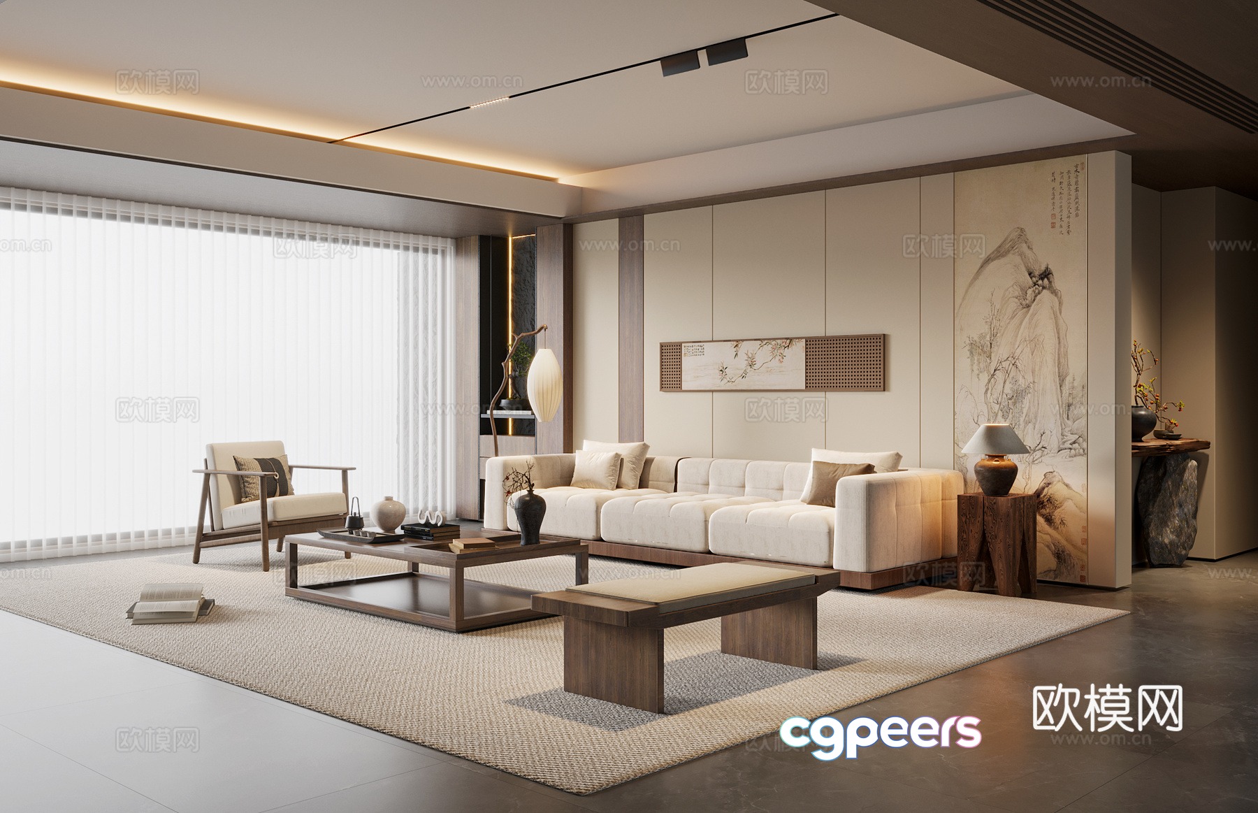 New Chinese living room 3D model New Chinese living room 3D model