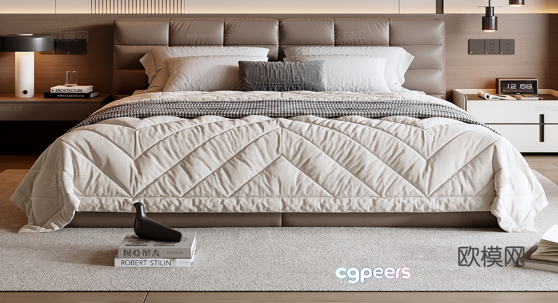 Modern double bed 3d model Modern double bed 3d model