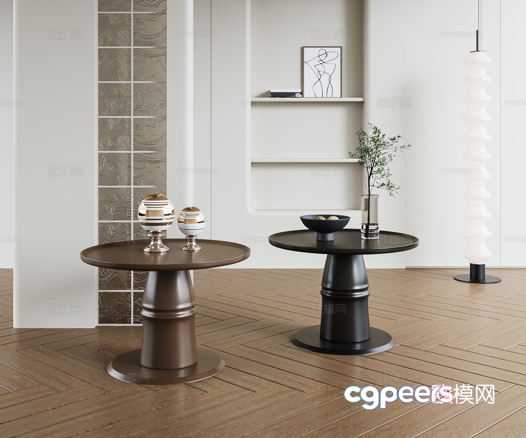 Modern round table side table angle table 3D model Modern round table side table angle table 3D model