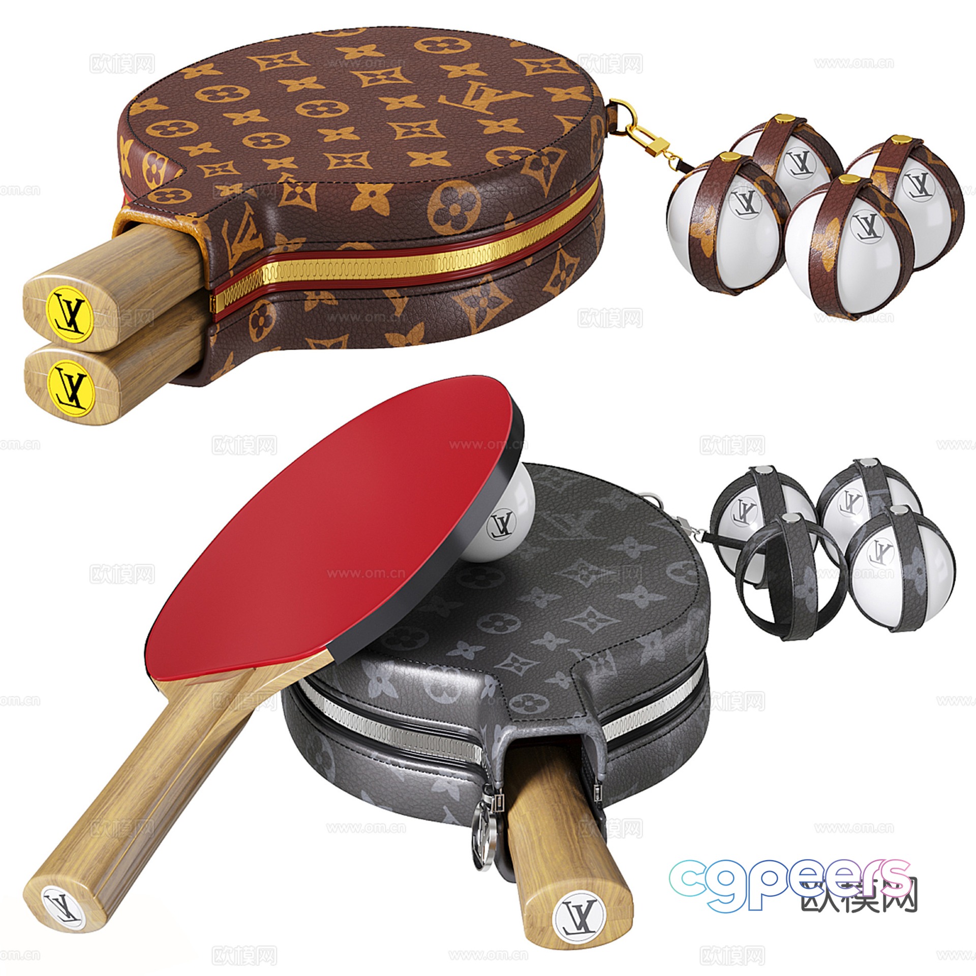 Modern LV table tennis racket 3d model Modern LV table tennis racket 3d model