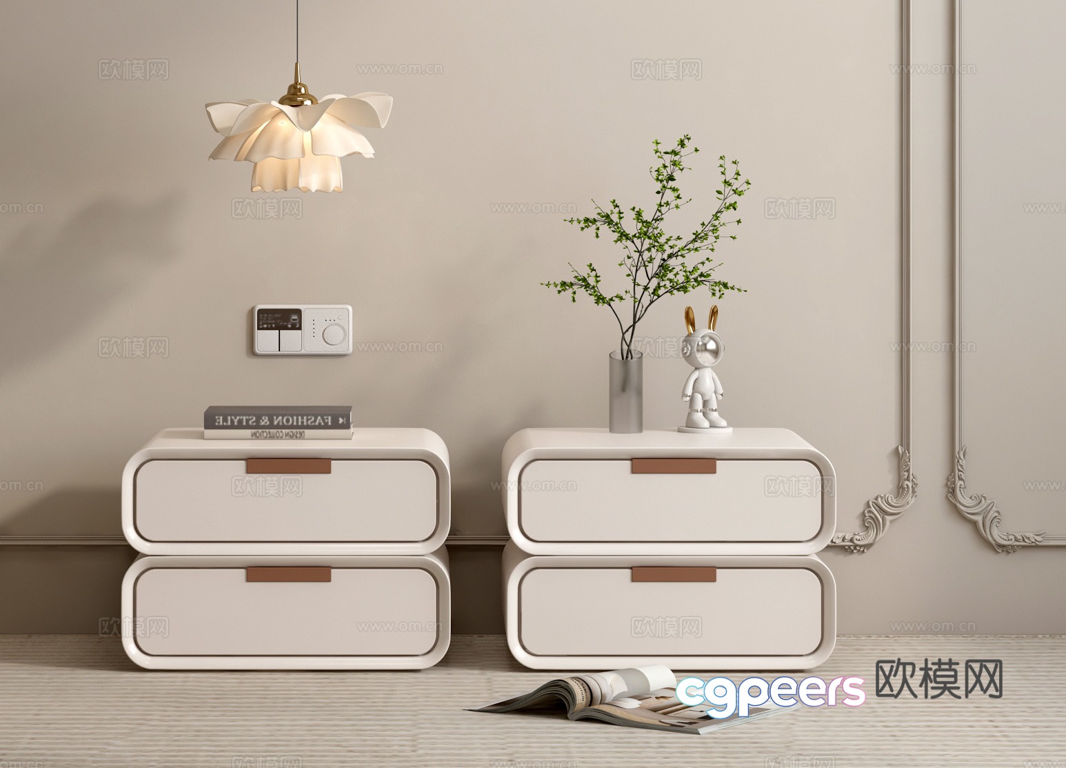 Creamy wind bedside table 3d model Creamy wind bedside table 3d model