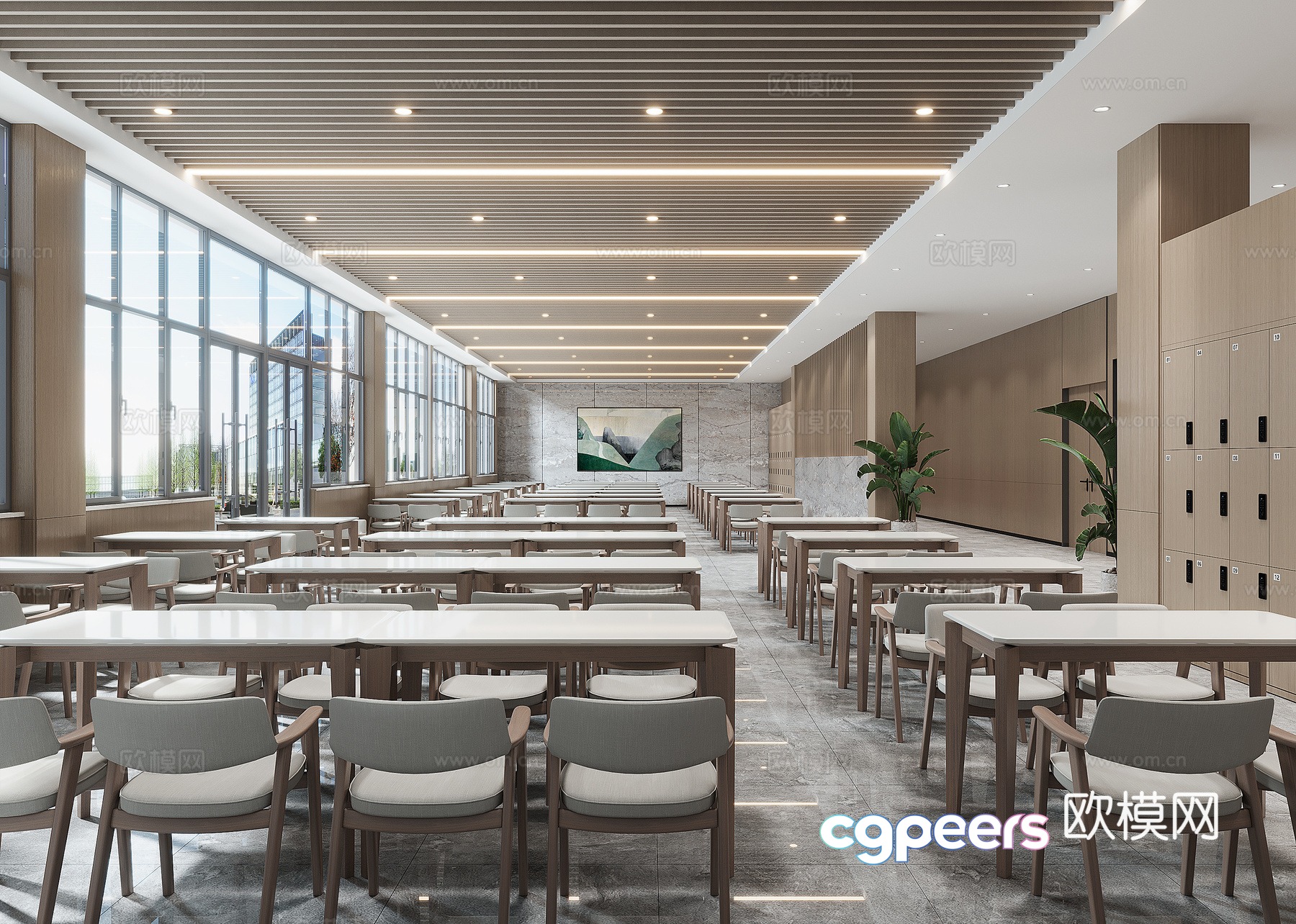 Modern cafeteria employee restaurant 3D model Modern cafeteria employee restaurant 3D model