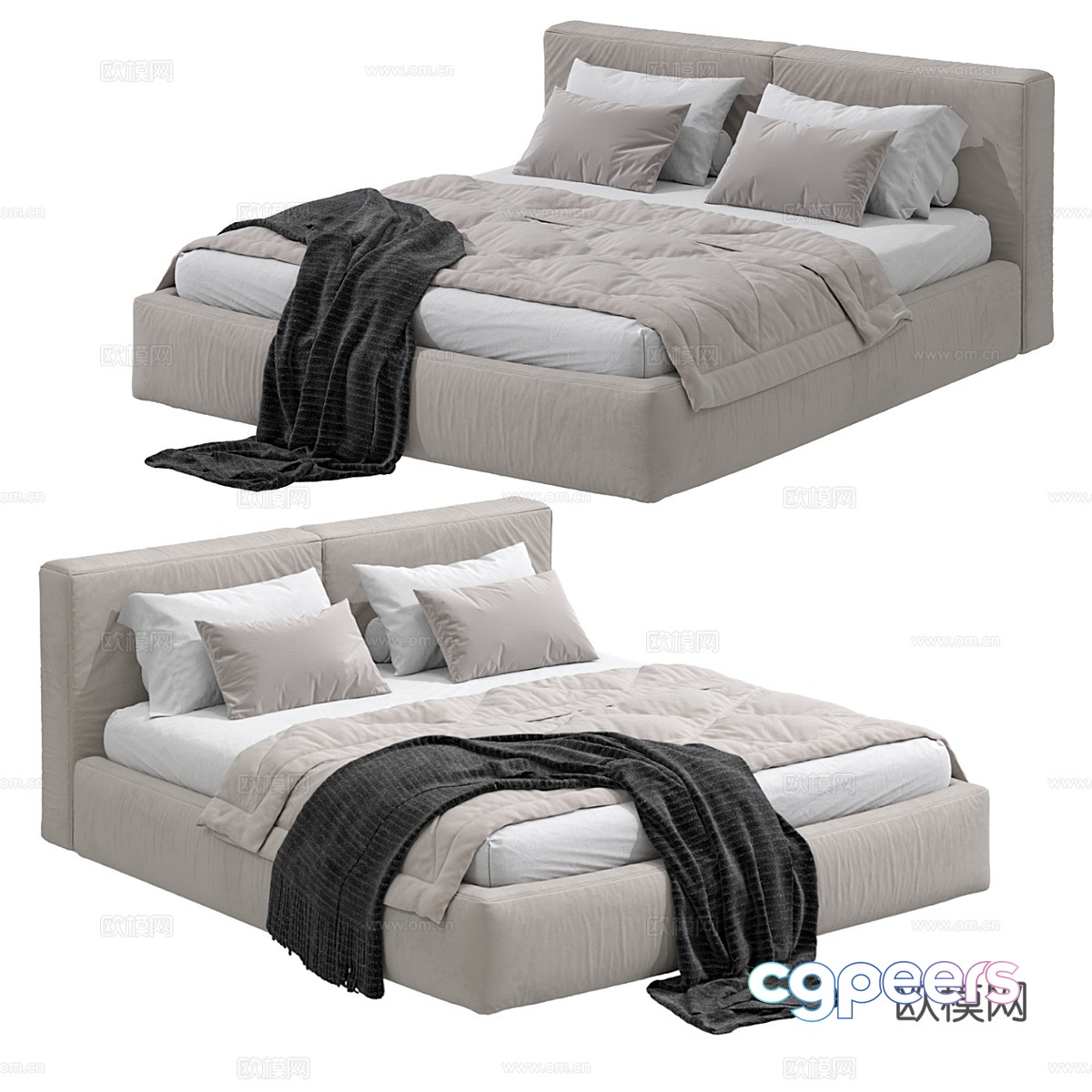 Modern double bed 3D model Modern double bed 3D model