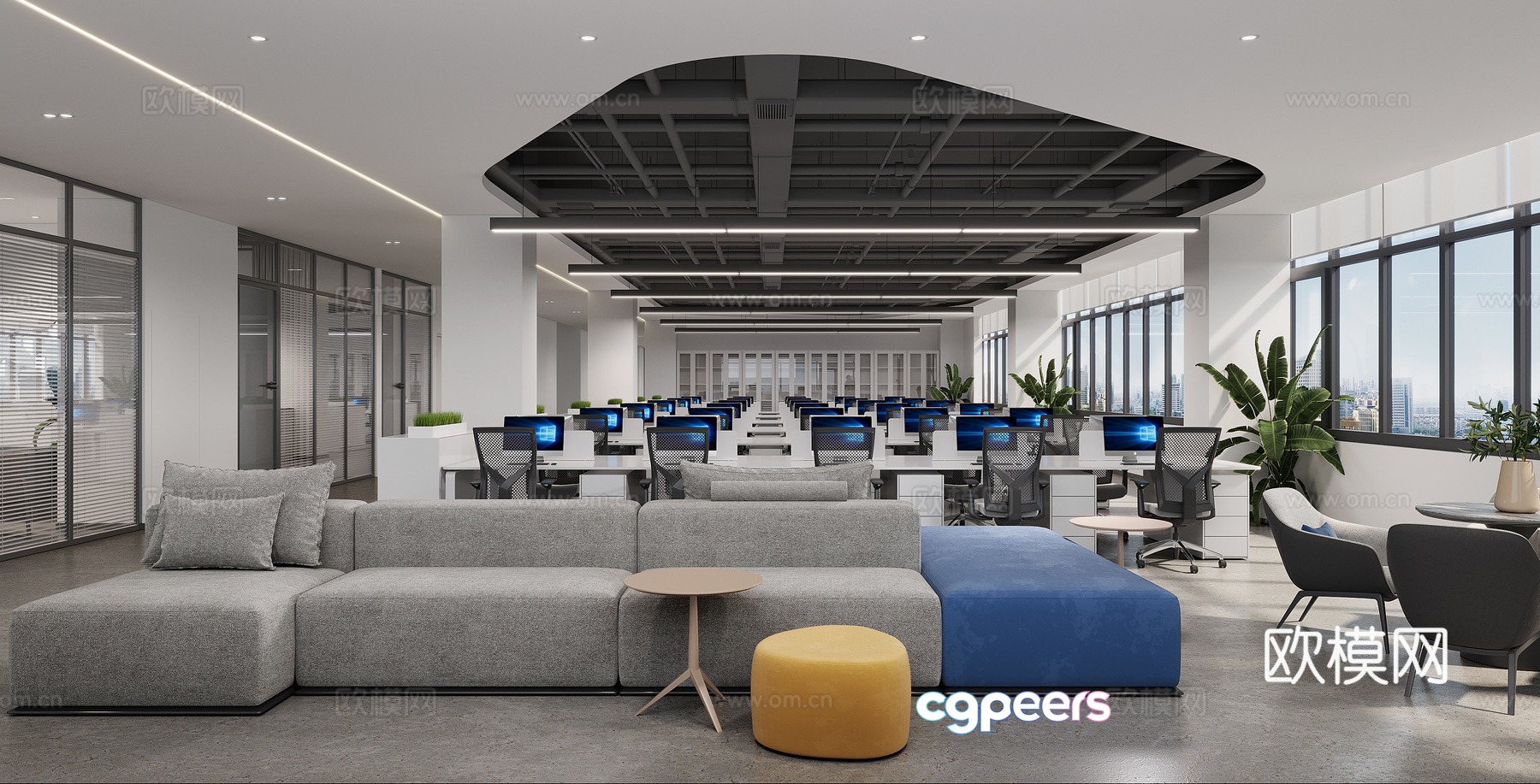 Modern open office area open office 3d model Modern open office area open office 3d model
