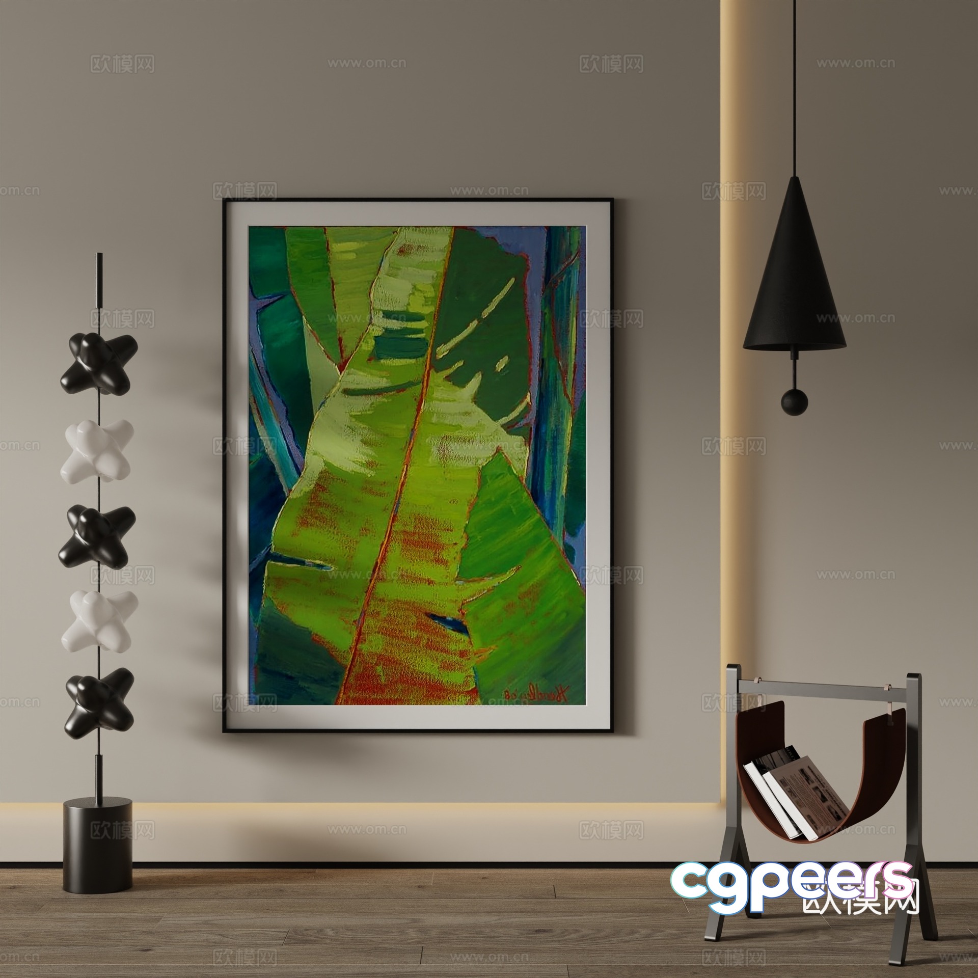 Modern decorative painting green hanging painting 3d model Modern decorative painting green hanging painting 3d model