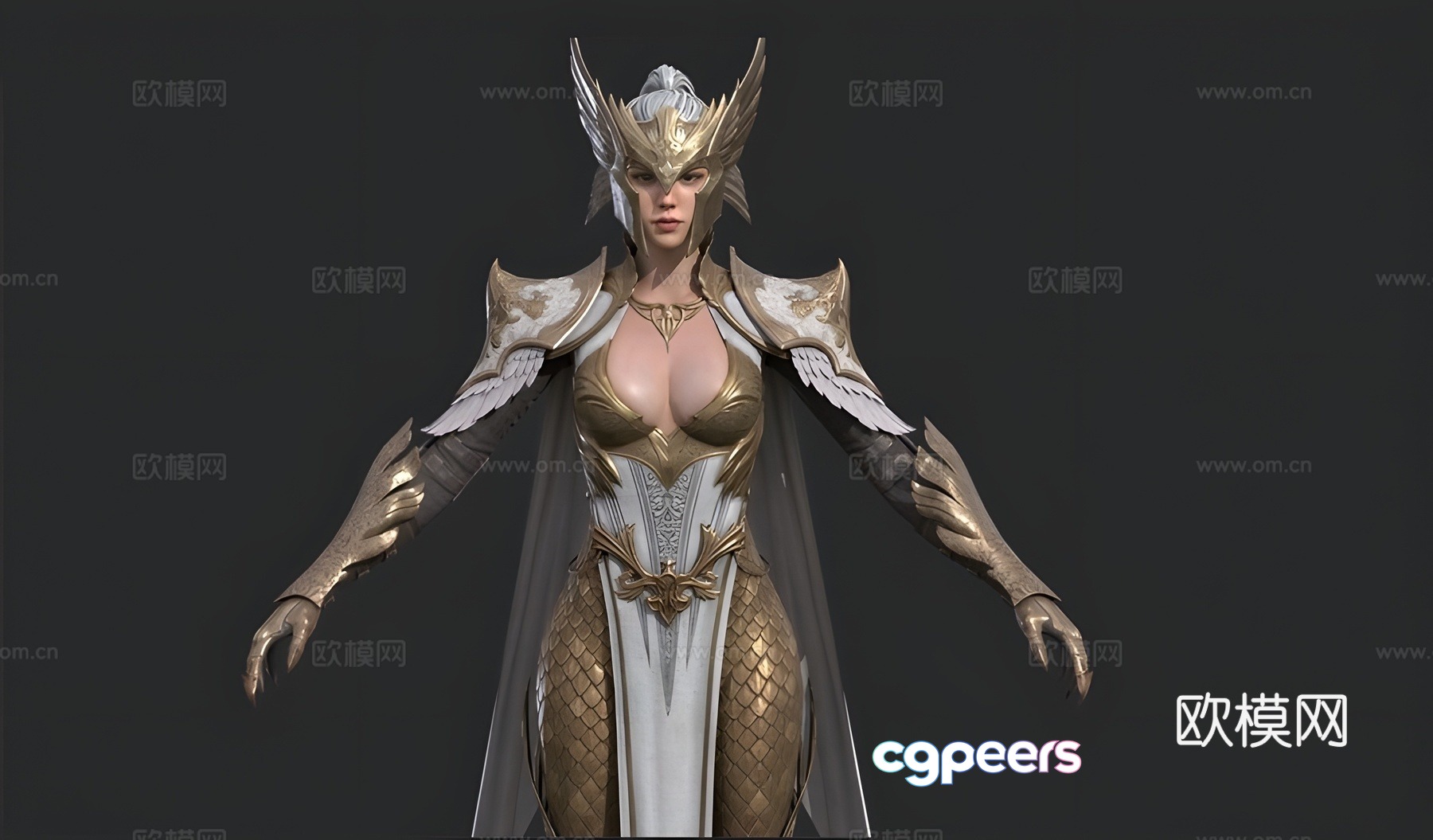 Golden female warrior anime game character 3d model Golden female warrior anime game character 3d model