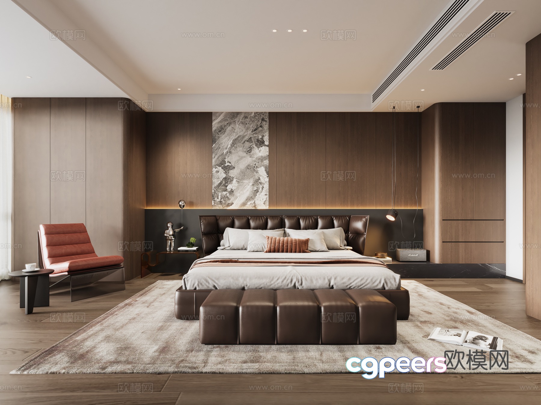 Italian light luxury bedroom master bedroom 3D model Italian light luxury bedroom master bedroom 3D model
