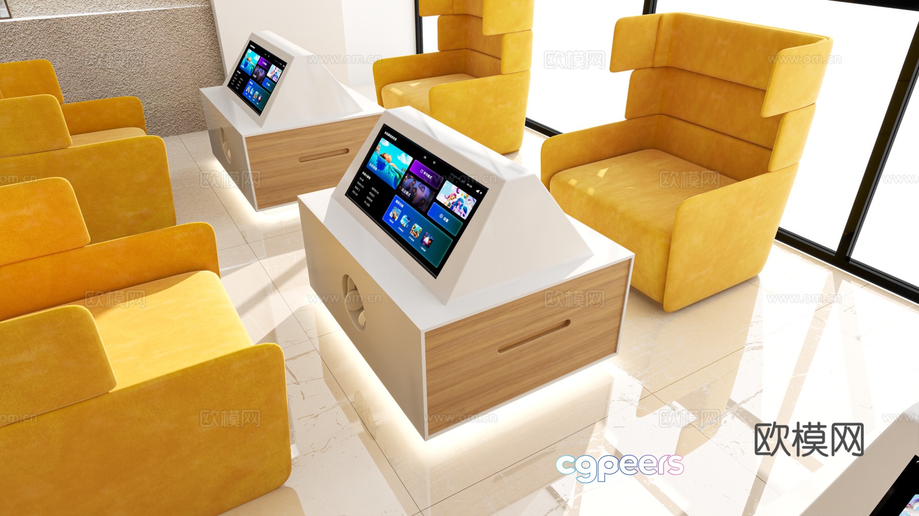 Multi-function audio-visual all-in-one lobby sofa 3D model