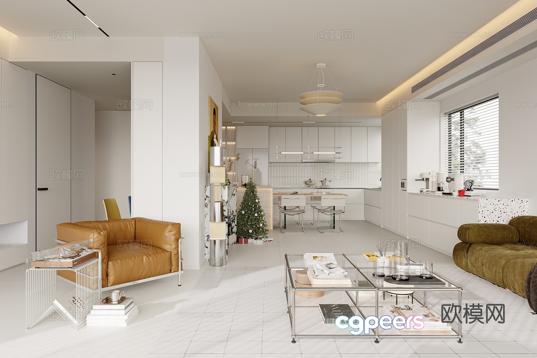 Modern living and dining room 3d model Modern living and dining room 3d model