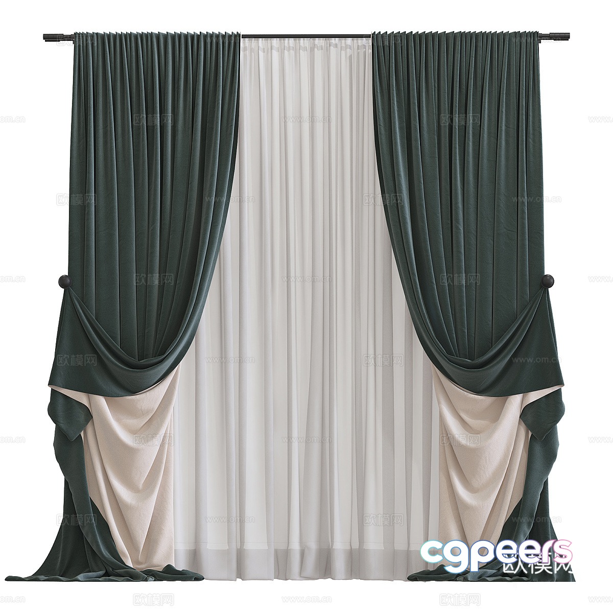 New Chinese style fabric curtain 3D model New Chinese style fabric curtain 3D model