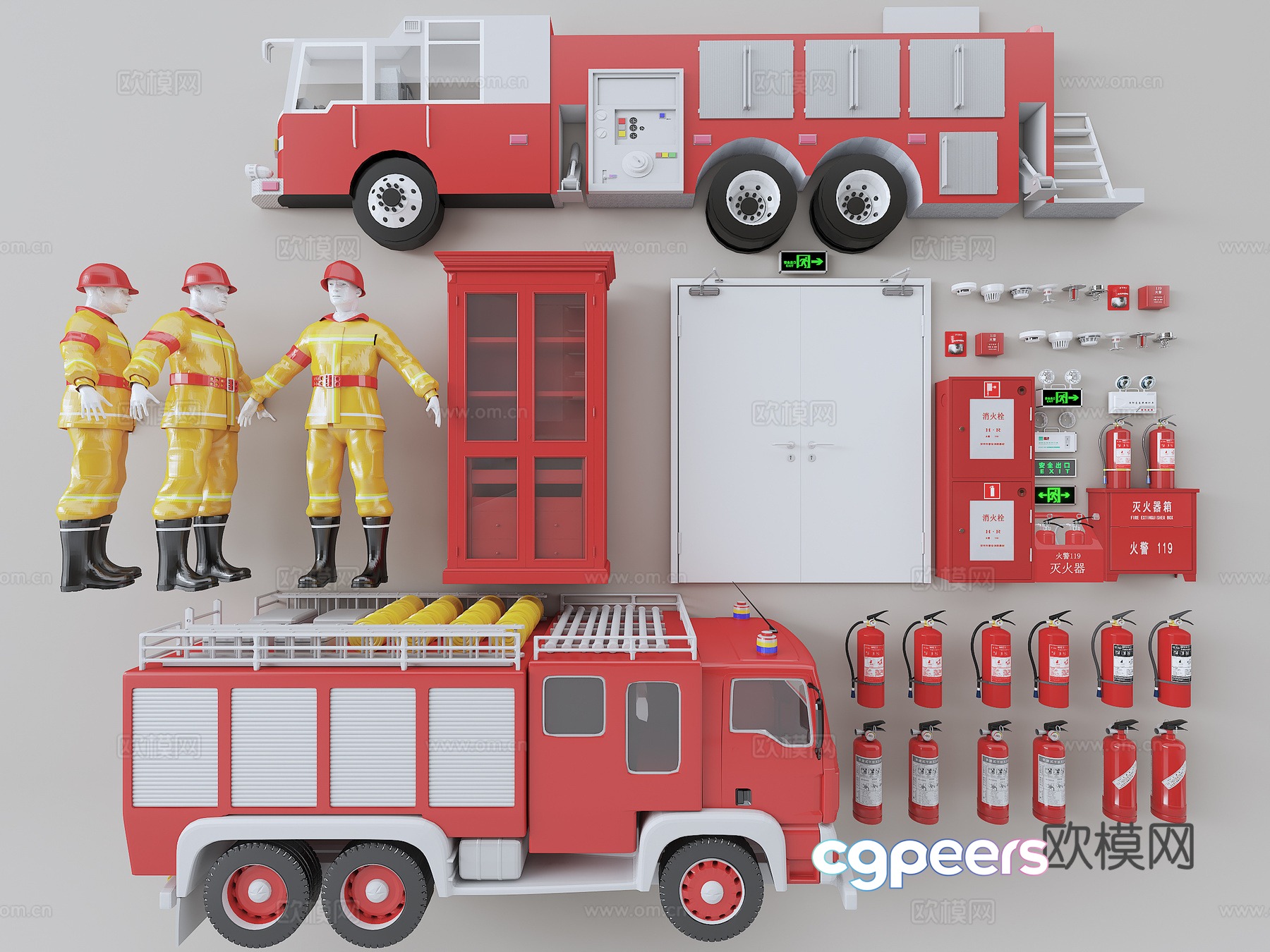 Fire truck Fire hydrant Fire equipment 3D model Fire truck Fire hydrant Fire equipment 3D model