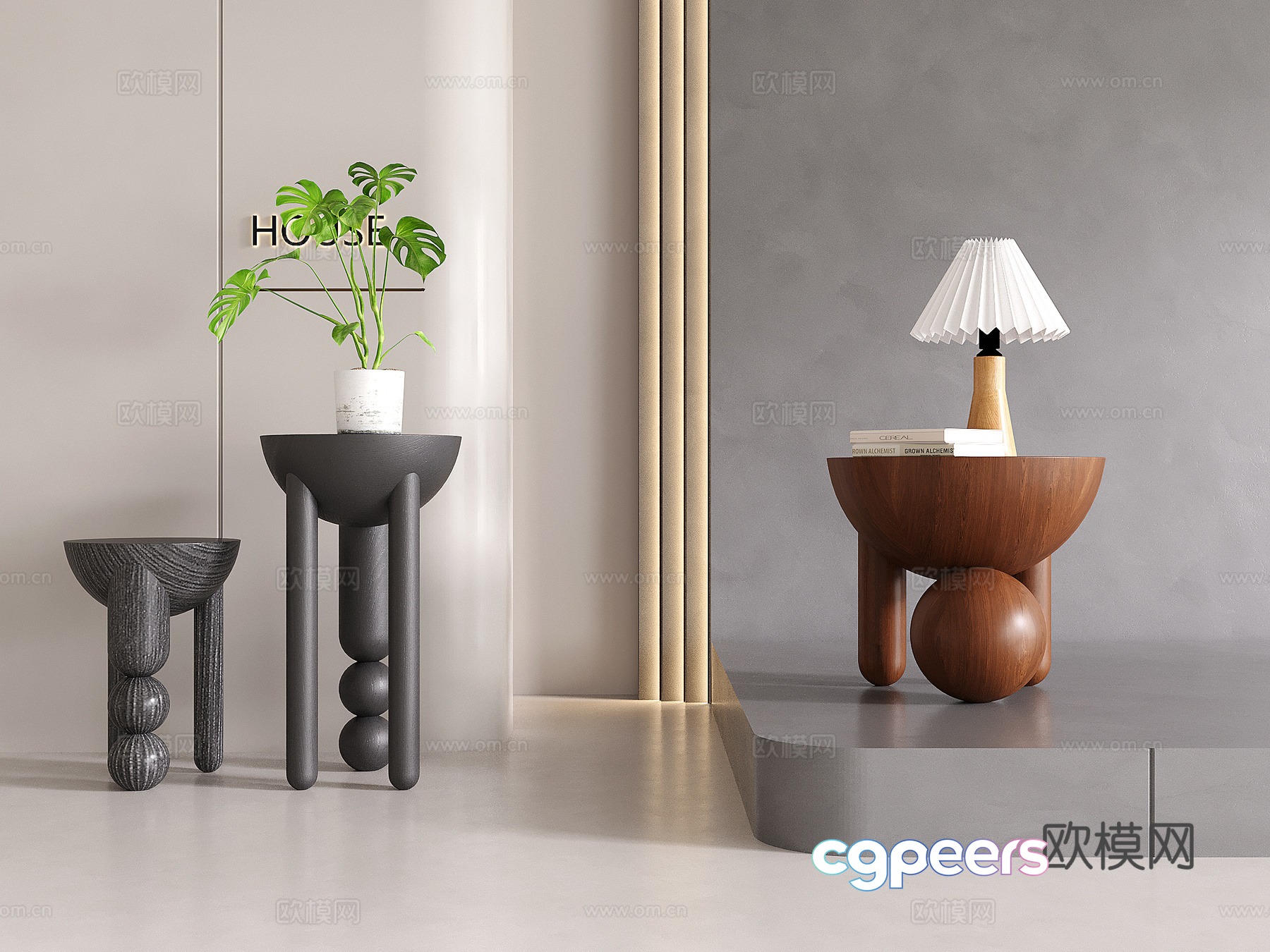 Middle-aged side table corner table 3D model Middle-aged side table corner table 3D model