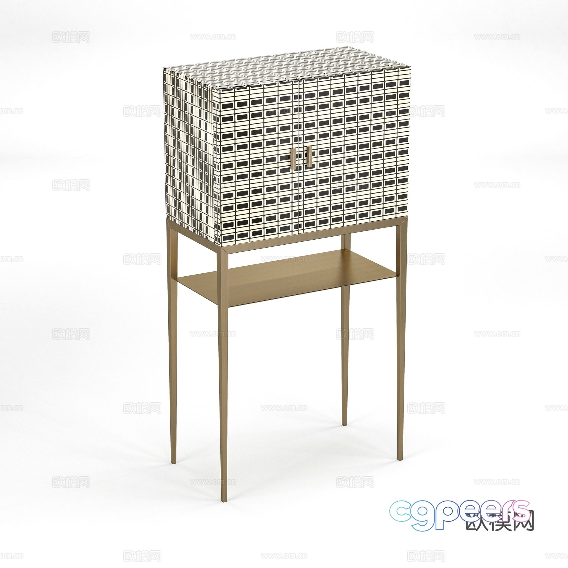 Light luxury decorative high cabinet high-legged cabinet 3D model Light luxury decorative high cabinet high-legged cabinet 3D model