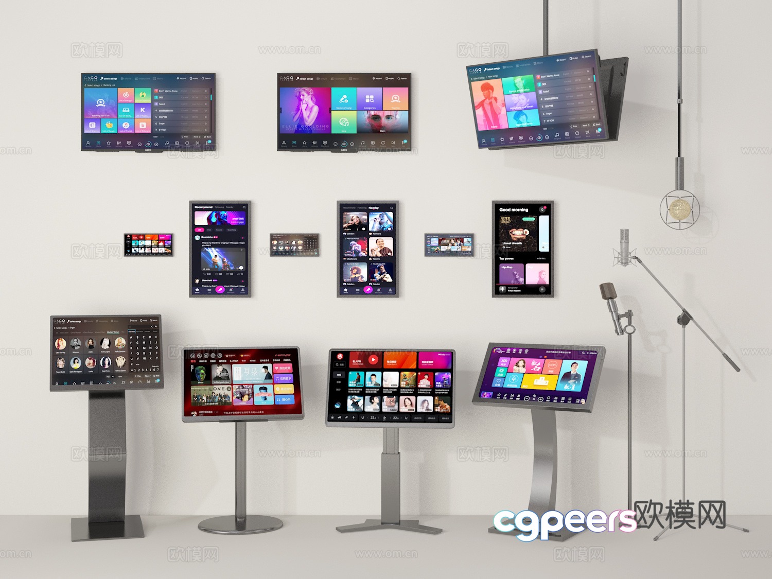 Song order machine stand TV singing K machine microphone 3d model Song order machine stand TV singing K machine microphone 3d model