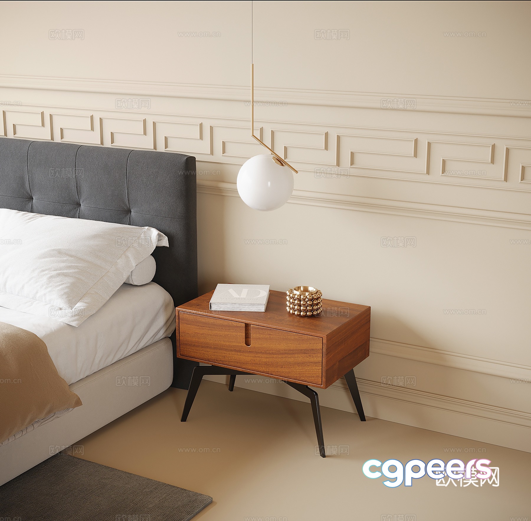 Modern bedside table 3D model Modern bedside table 3D model