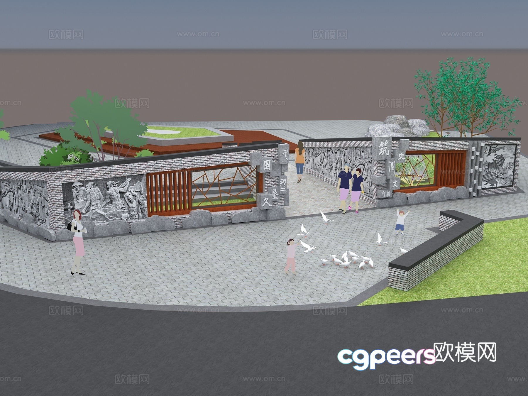 Chinese -style decorative wall outer wall scene wall Jiangnan decorative wall 3D model Chinese -style decorative wall outer wall scene wall Jiangnan decorative wall 3D model