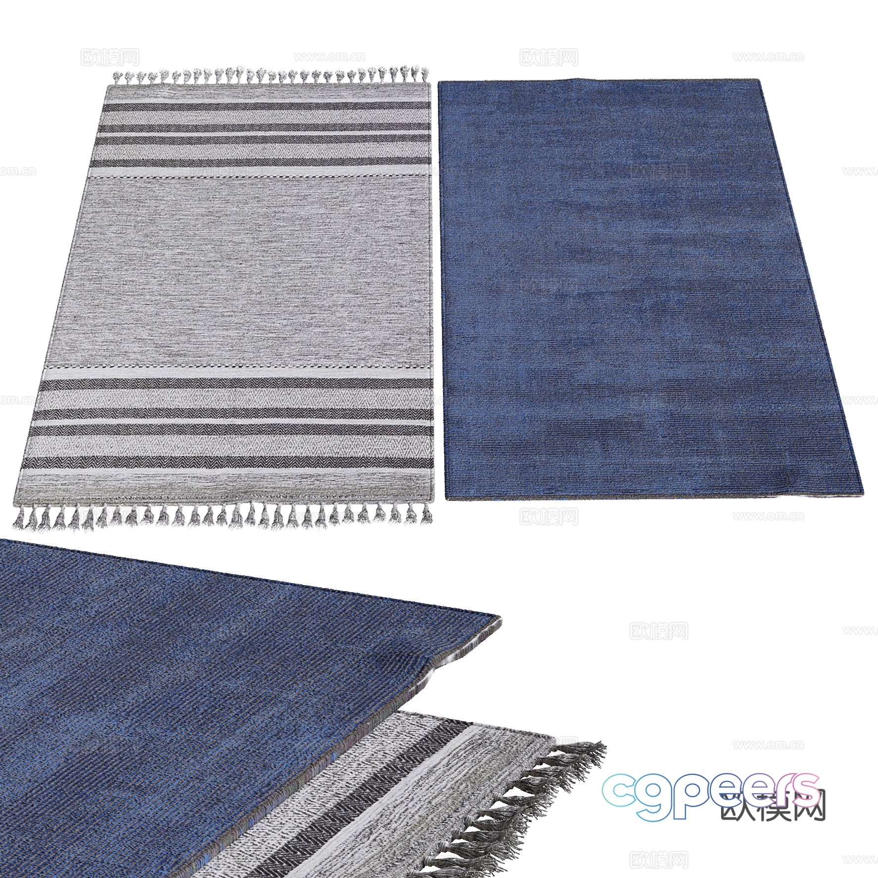 New Chinese style blue fabric carpet 3D model New Chinese style blue fabric carpet 3D model