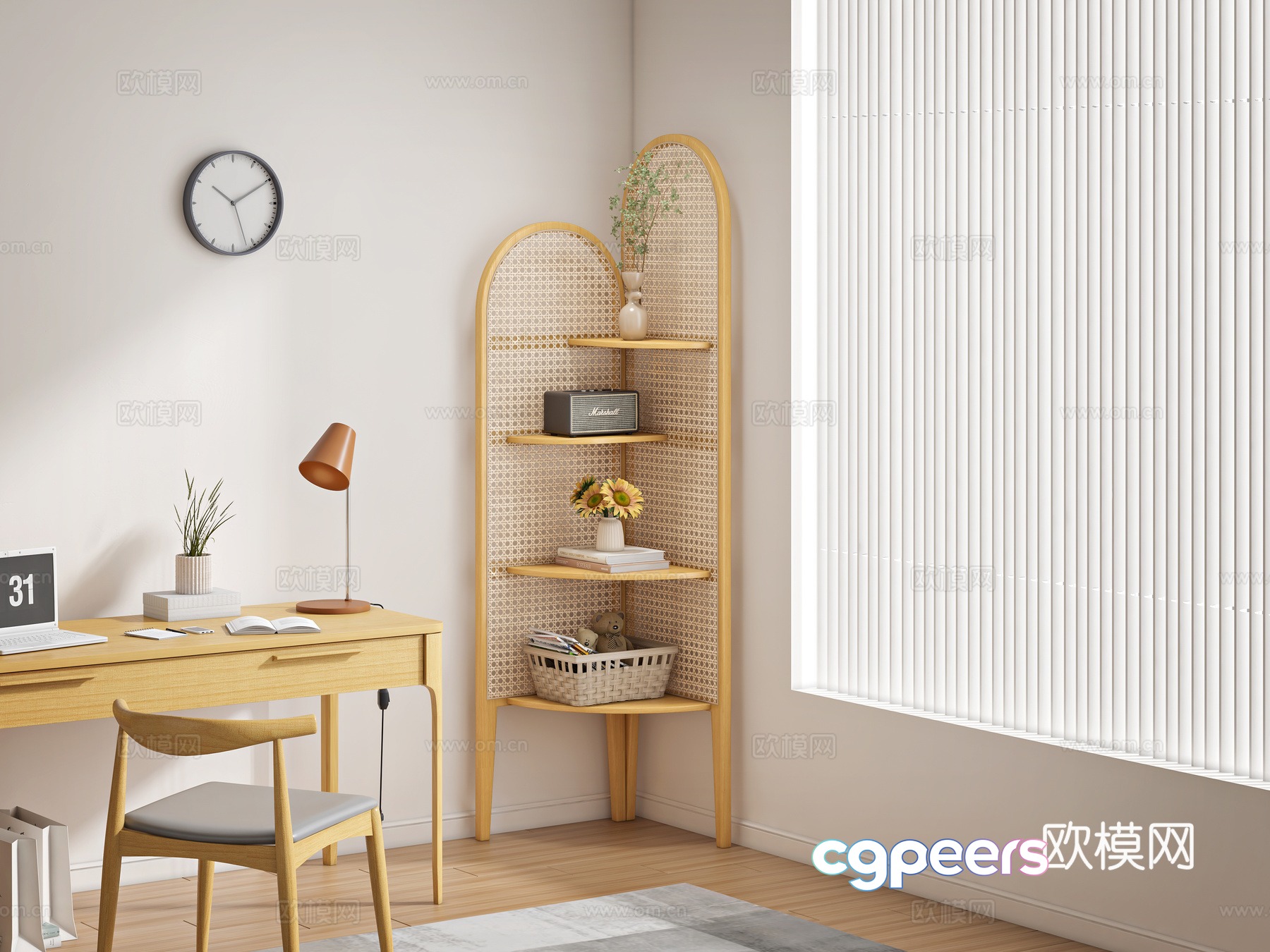Log wind corner cabinet storage rack 3D model Log wind corner cabinet storage rack 3D model