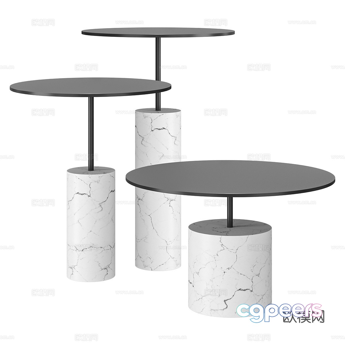 Modern round table side table angle table 3D model Modern round table side table angle table 3D model