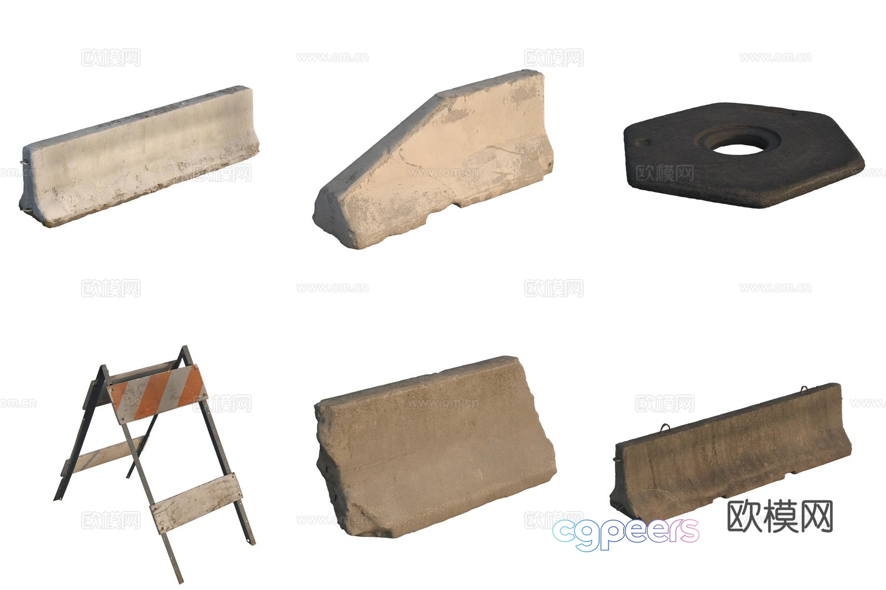 Road pier guardrail road barrier 3d model Road pier guardrail road barrier 3d model