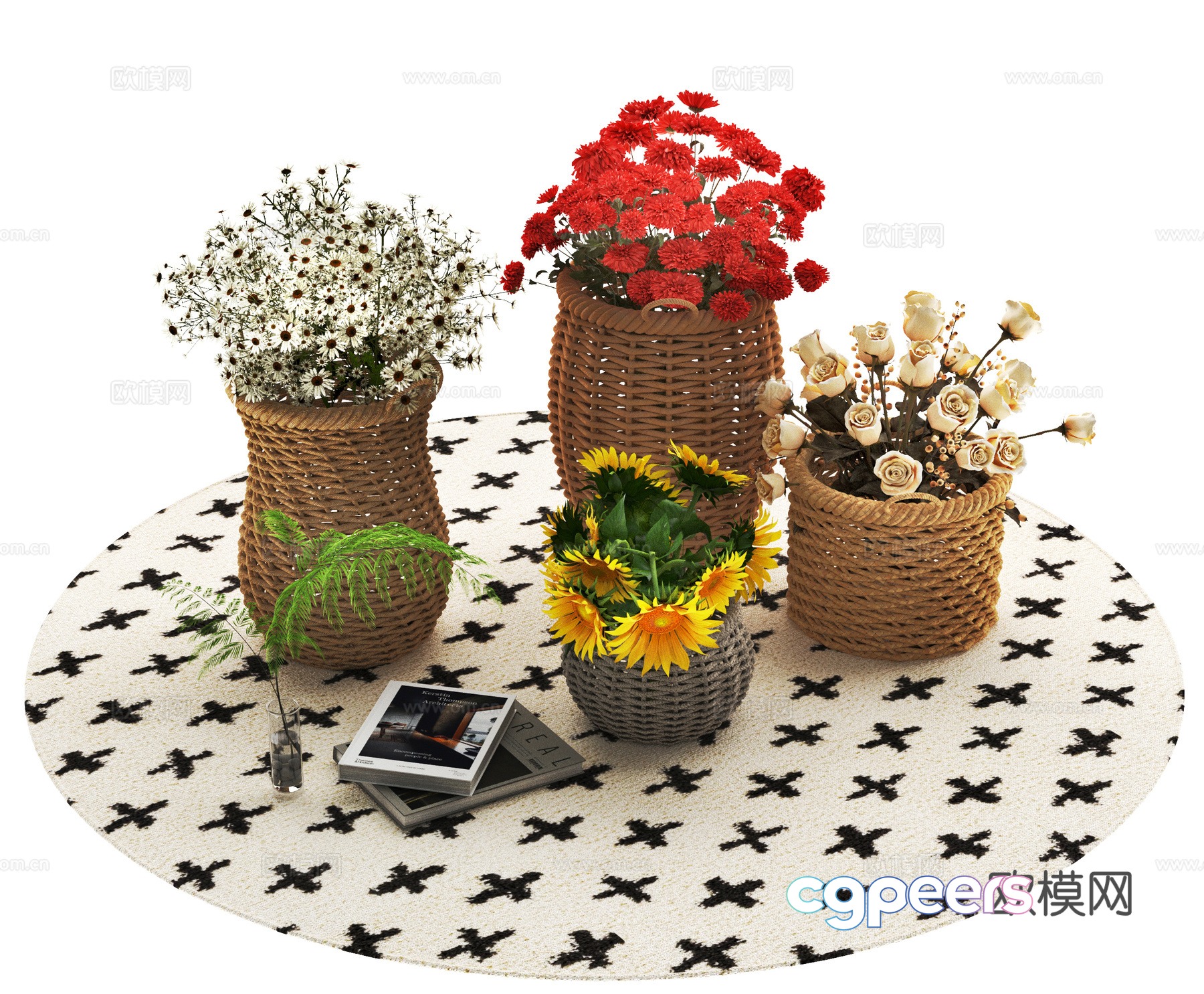 Modern Flower Flower Flower Flower Basket 3D Model Modern Flower Flower Flower Flower Basket 3D Model