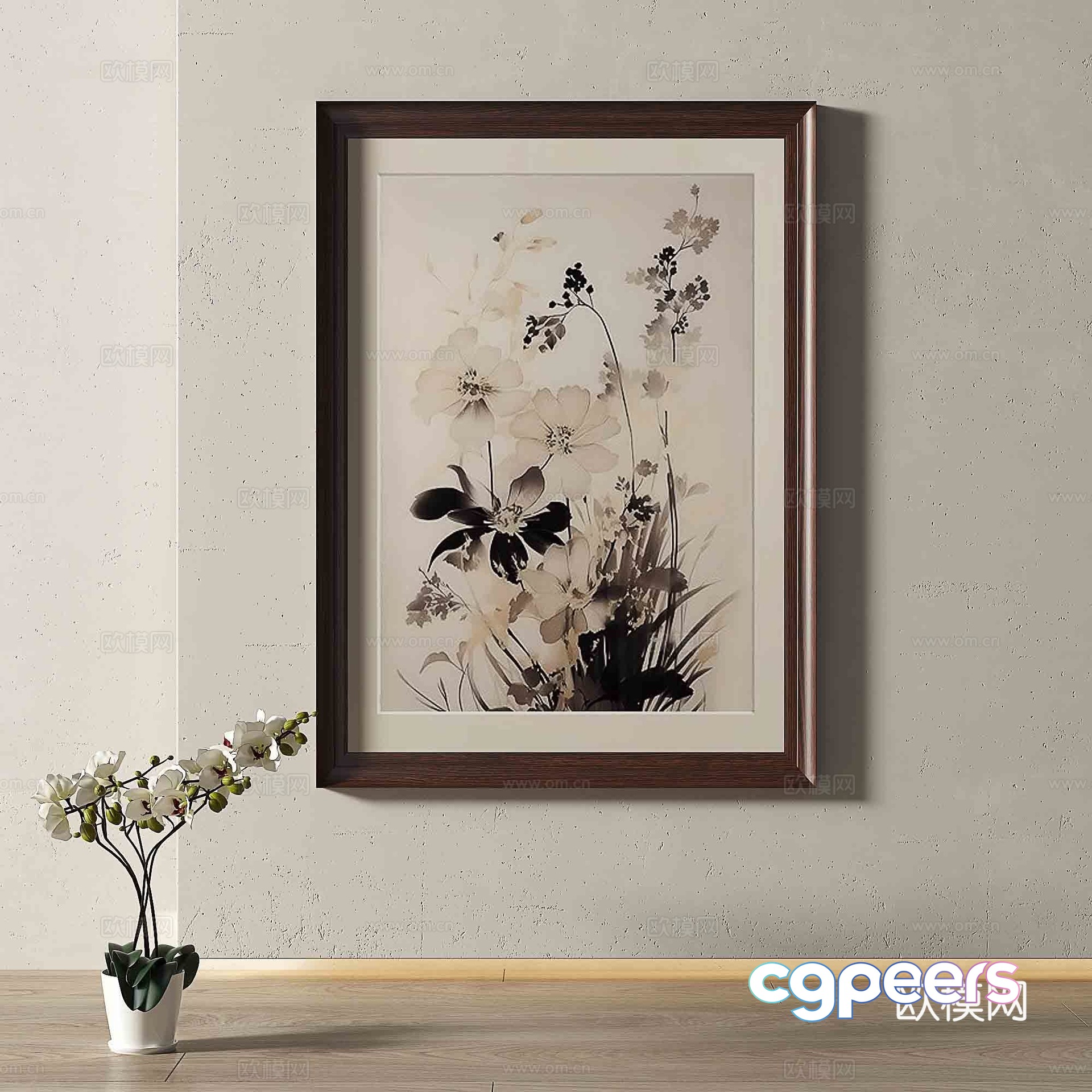 Modern flower hanging painting decorative painting 3d model Modern flower hanging painting decorative painting 3d model