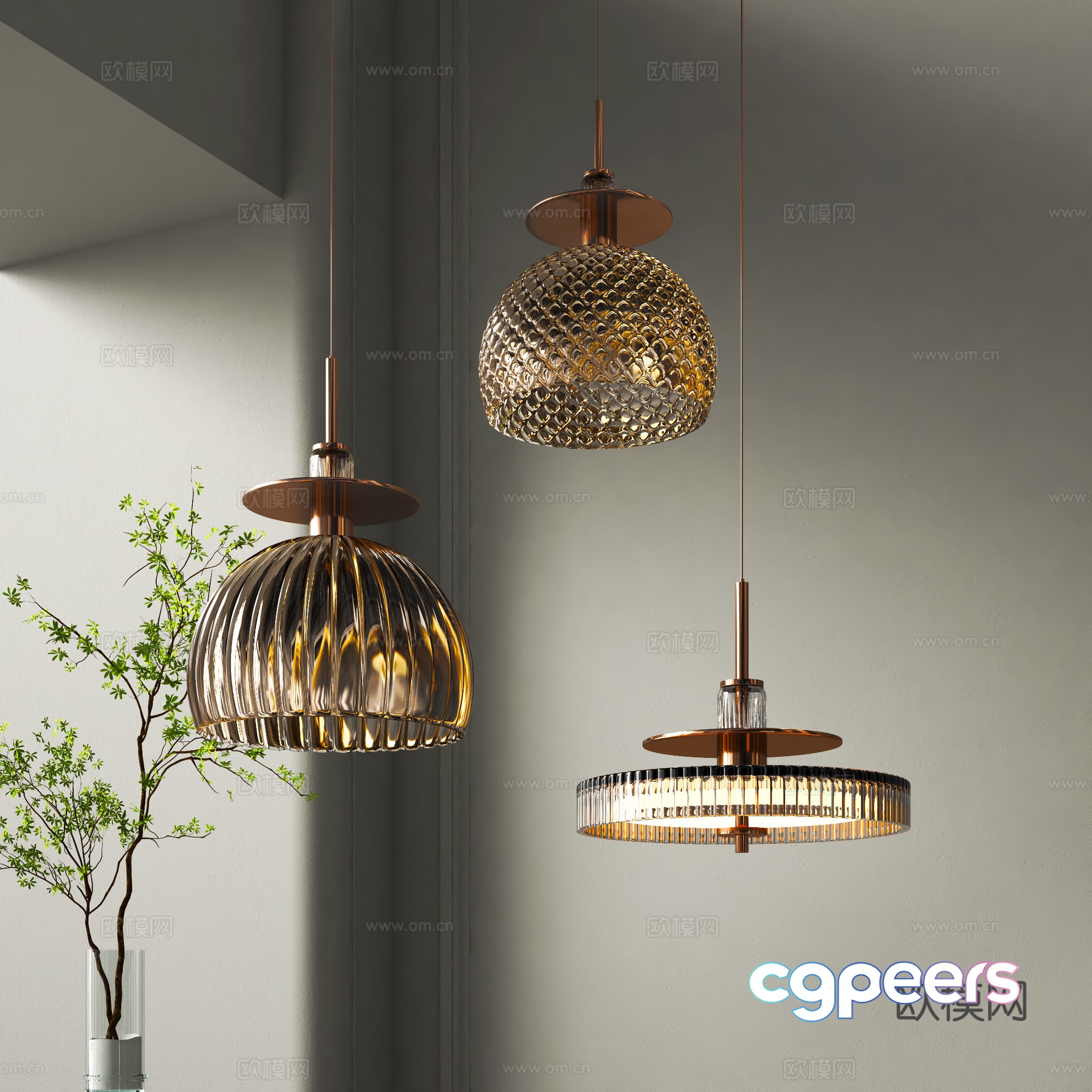 Light luxury glass chandelier 3d model Light luxury glass chandelier 3d model