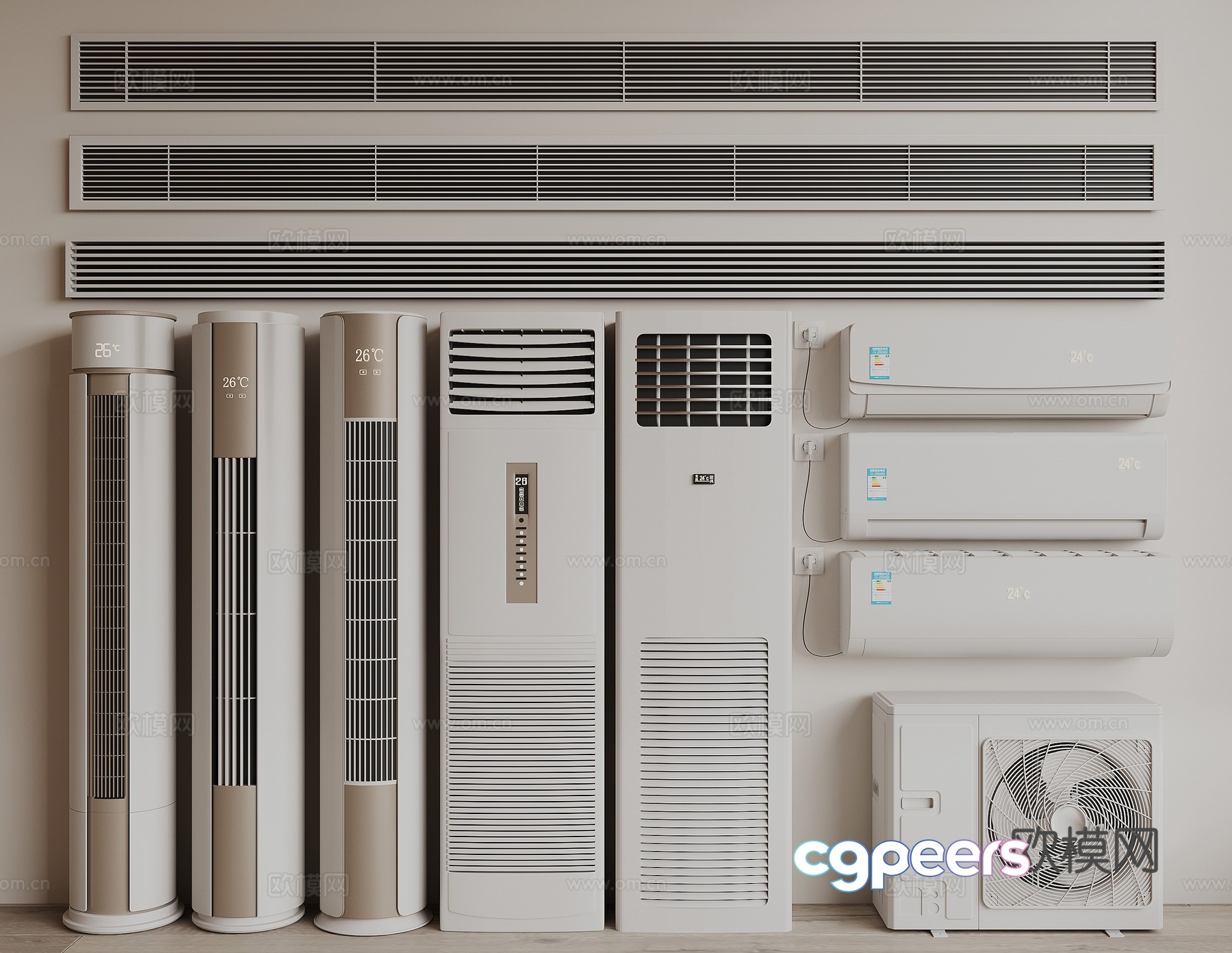 Modern air conditioner 3D model Modern air conditioner 3D model