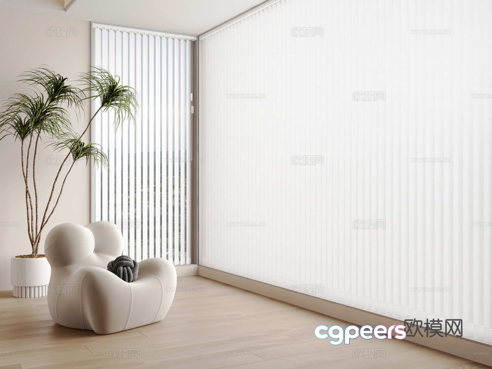 Dream curtain venetian blinds lazy sofa balcony 3d model Dream curtain venetian blinds lazy sofa balcony 3d model