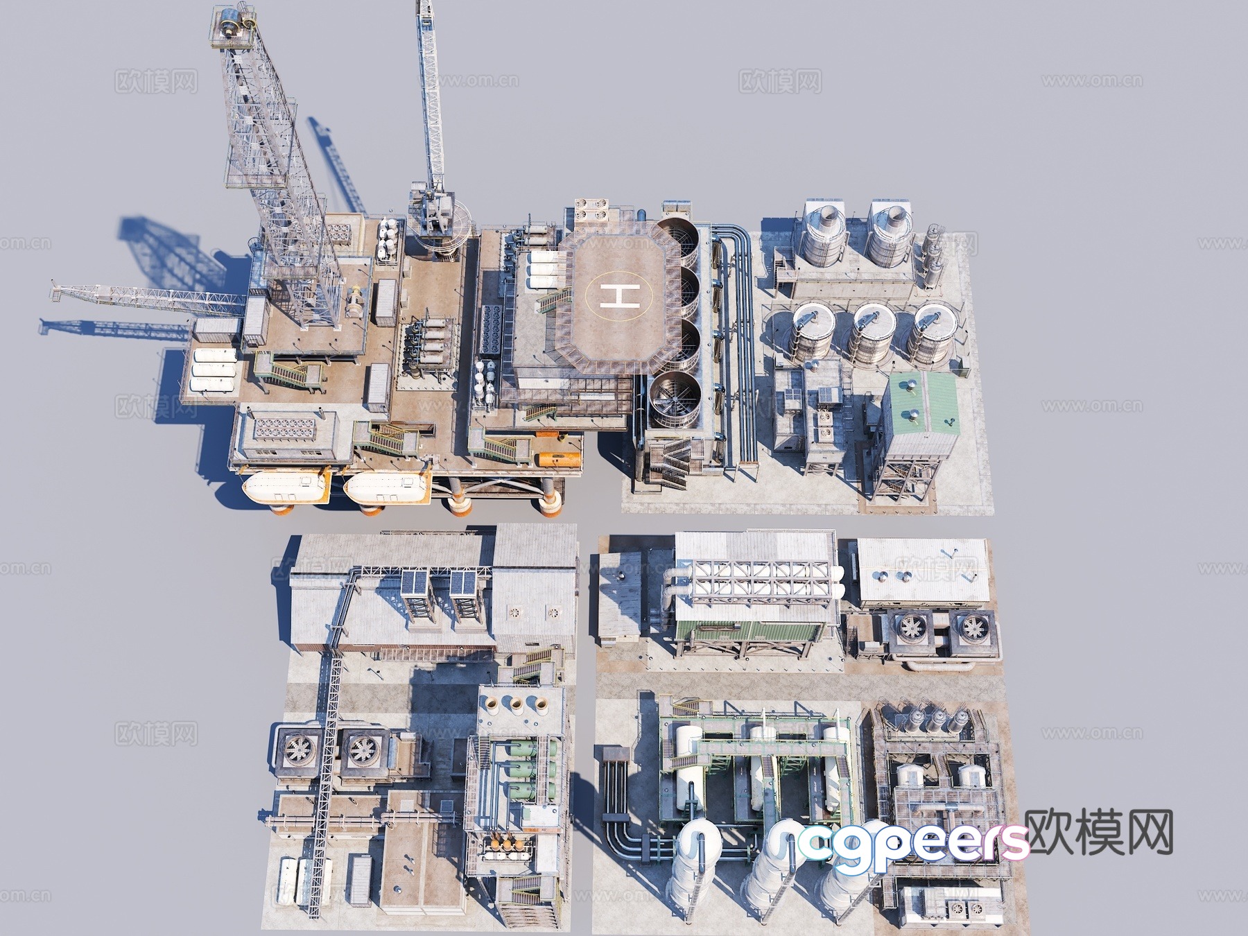 Factory Reactor Building Oil Pump Chimney Cooling Tower Pipeline Gas Storage 3D Model Factory Reactor Building Oil Pump Chimney Cooling Tower Pipeline Gas Storage 3D Model