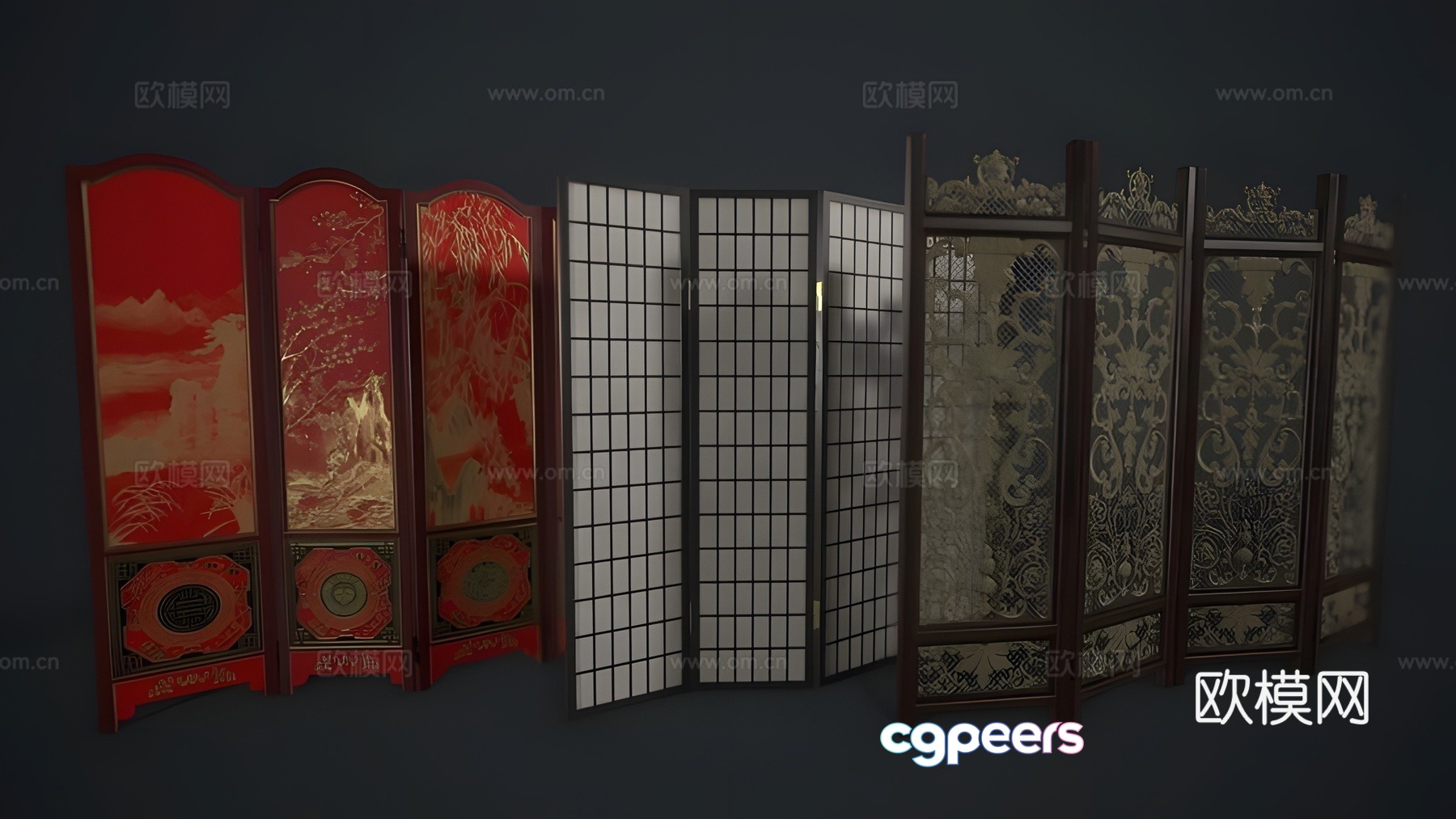 Chinese screen 3d model Chinese screen 3d model