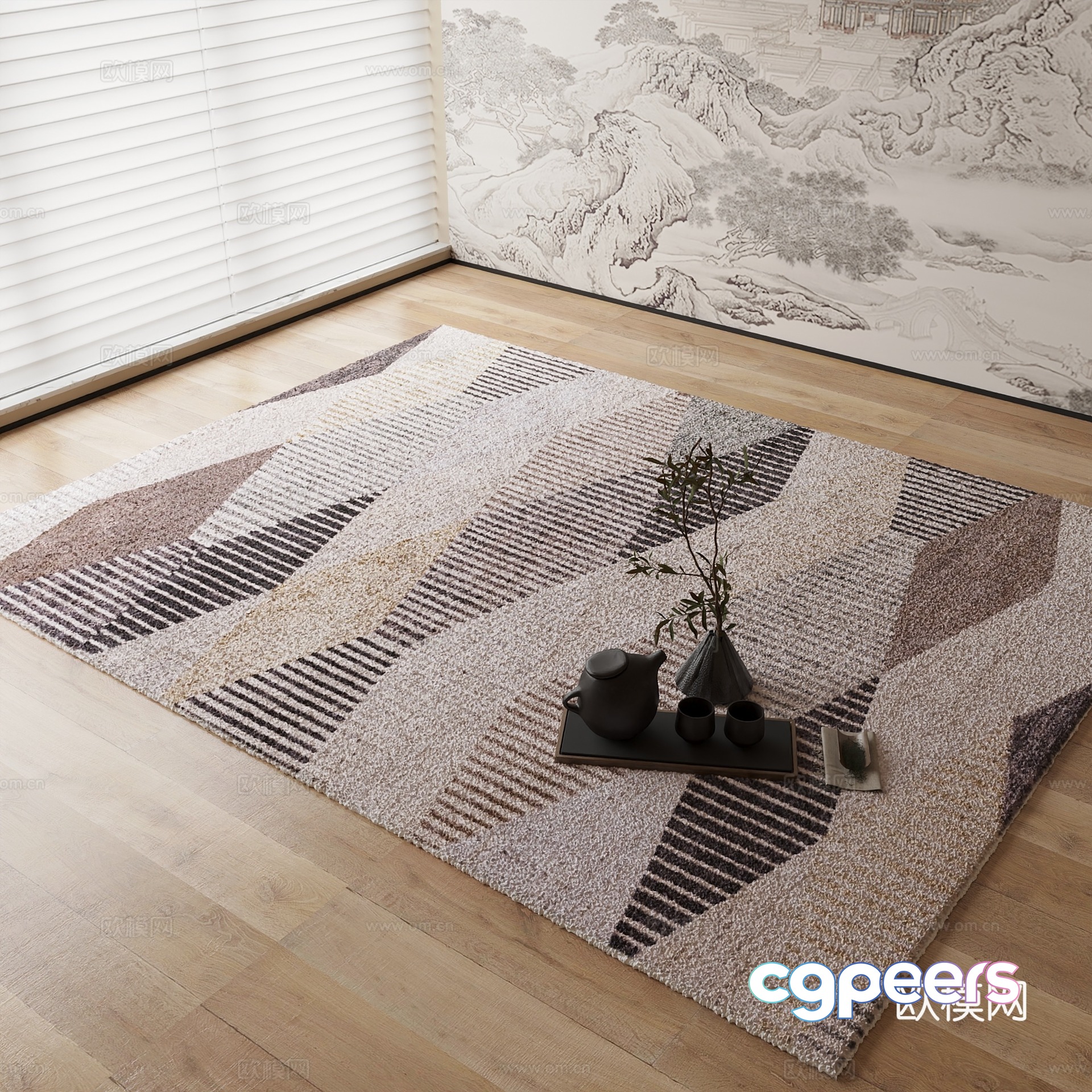New Chinese carpet 3D model New Chinese carpet 3D model