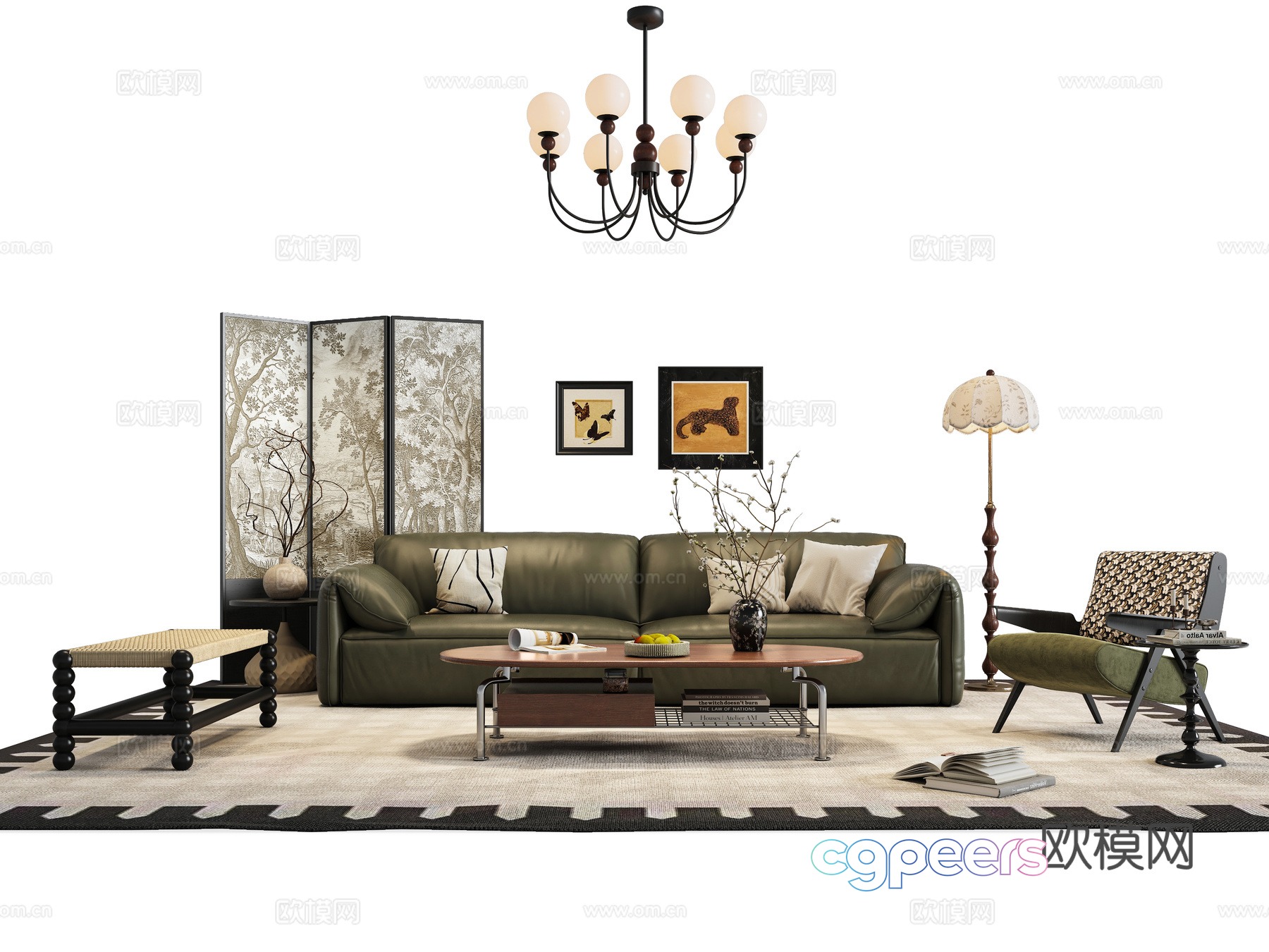 French medieval sofa coffee table combination 3D model French medieval sofa coffee table combination 3D model