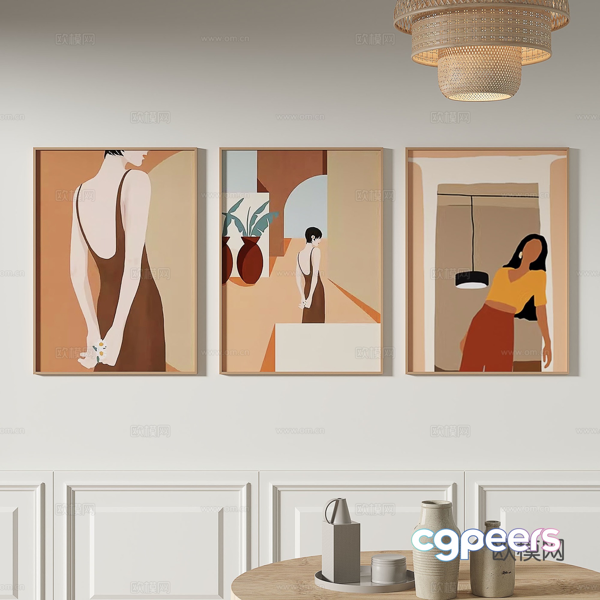 Modern minimalist abstract decorative painting 3d model Modern minimalist abstract decorative painting 3d model