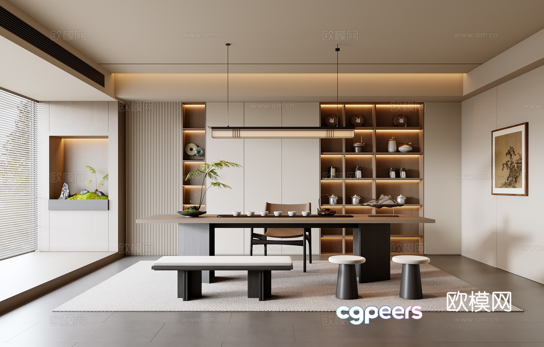 New Chinese tea room 3D model New Chinese tea room 3D model