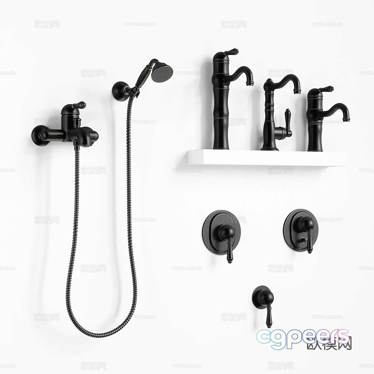 European shower 3D model European shower 3D model