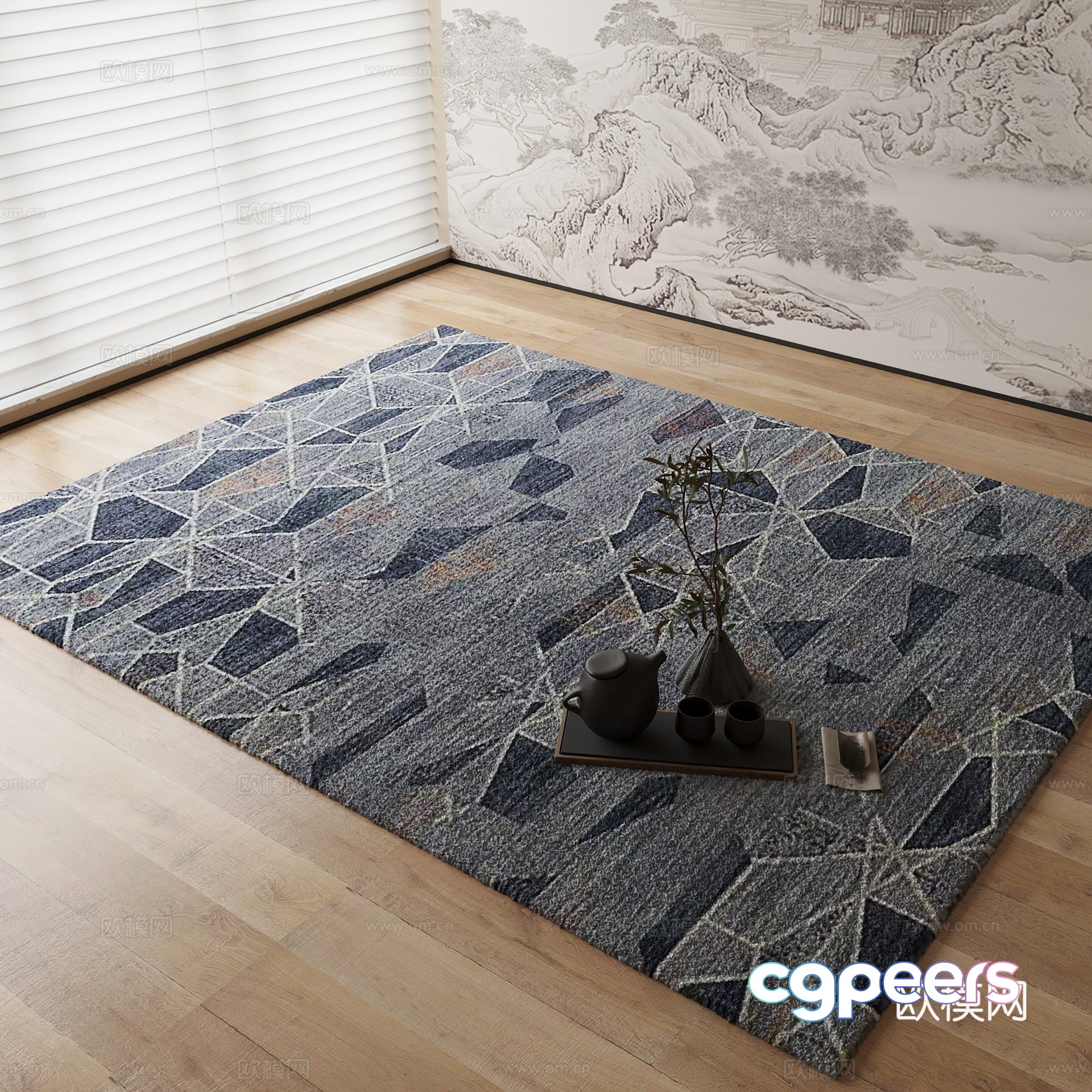 New Chinese carpet 3D model New Chinese carpet 3D model