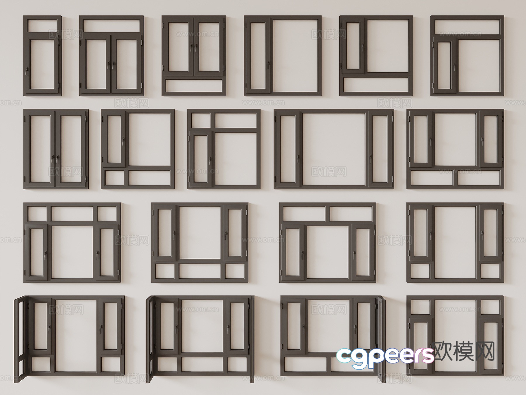 Modern window L-shaped bay window U-shaped bay window casement window 3D model Modern window L-shaped bay window U-shaped bay window casement window 3D model