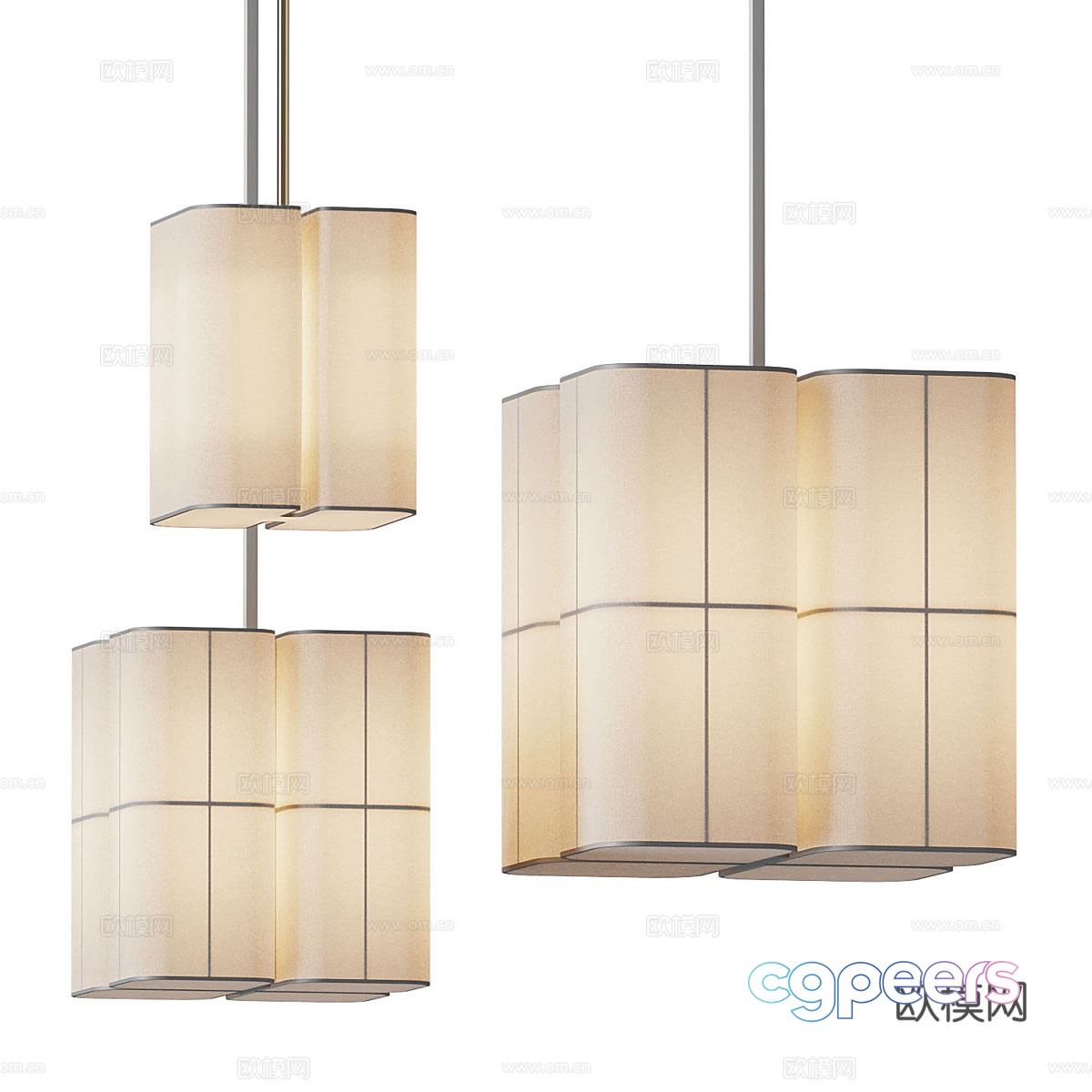 New Chinese style decorative chandelier 3D model New Chinese style decorative chandelier 3D model