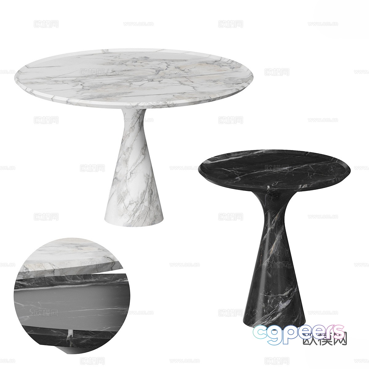 Modern marble side table 3d model Modern marble side table 3d model