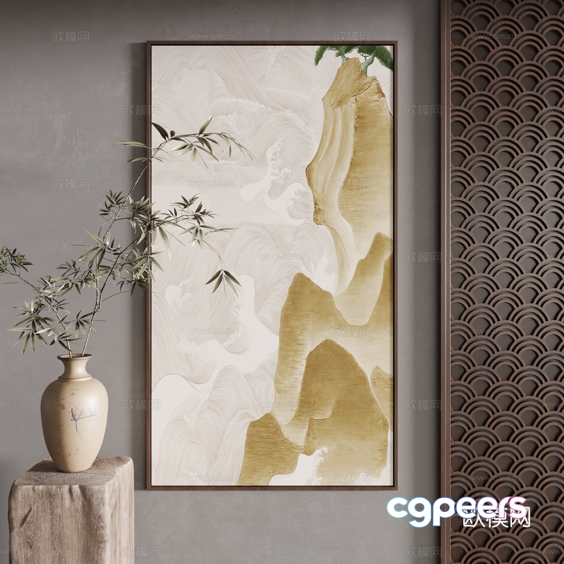 New Chinese style decorative painting 3D model New Chinese style decorative painting 3D model