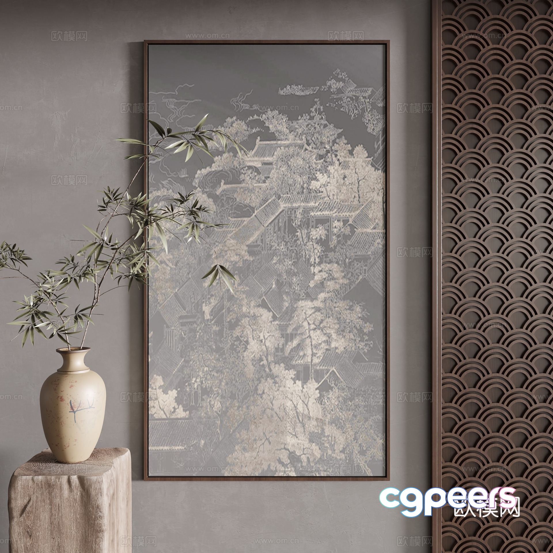 New Chinese style decorative painting 3D model New Chinese style decorative painting 3D model