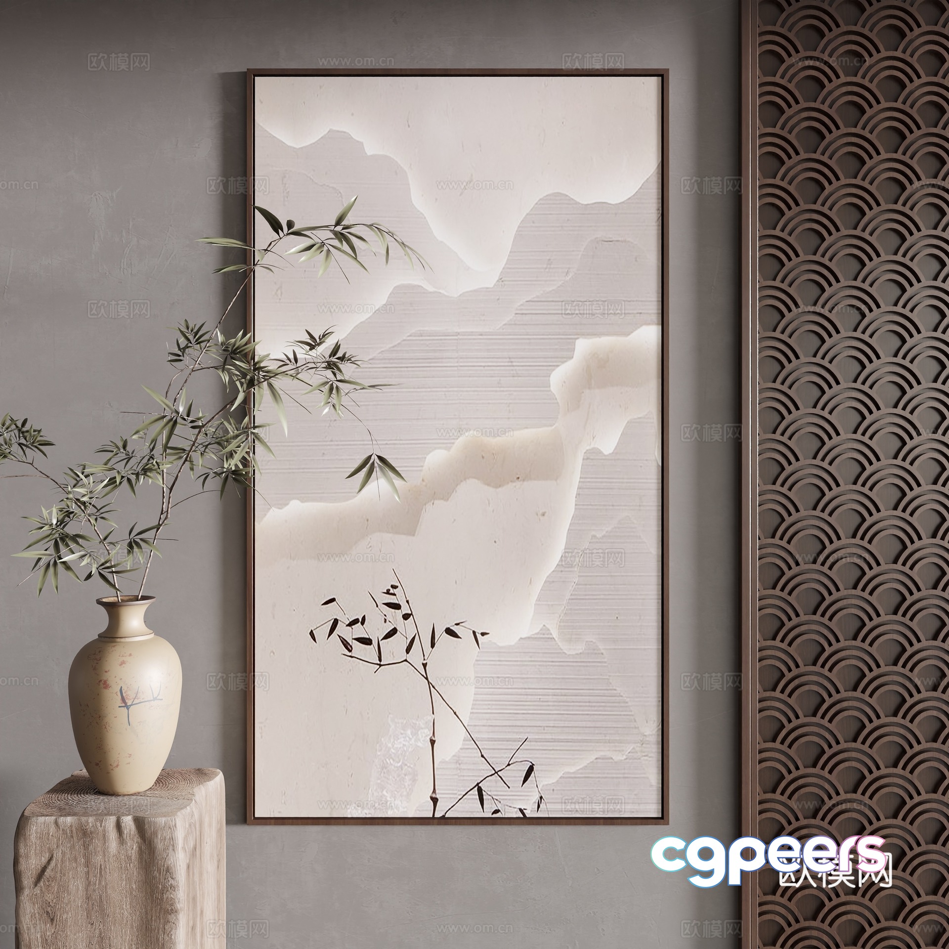 New Chinese style decorative painting 3D model New Chinese style decorative painting 3D model