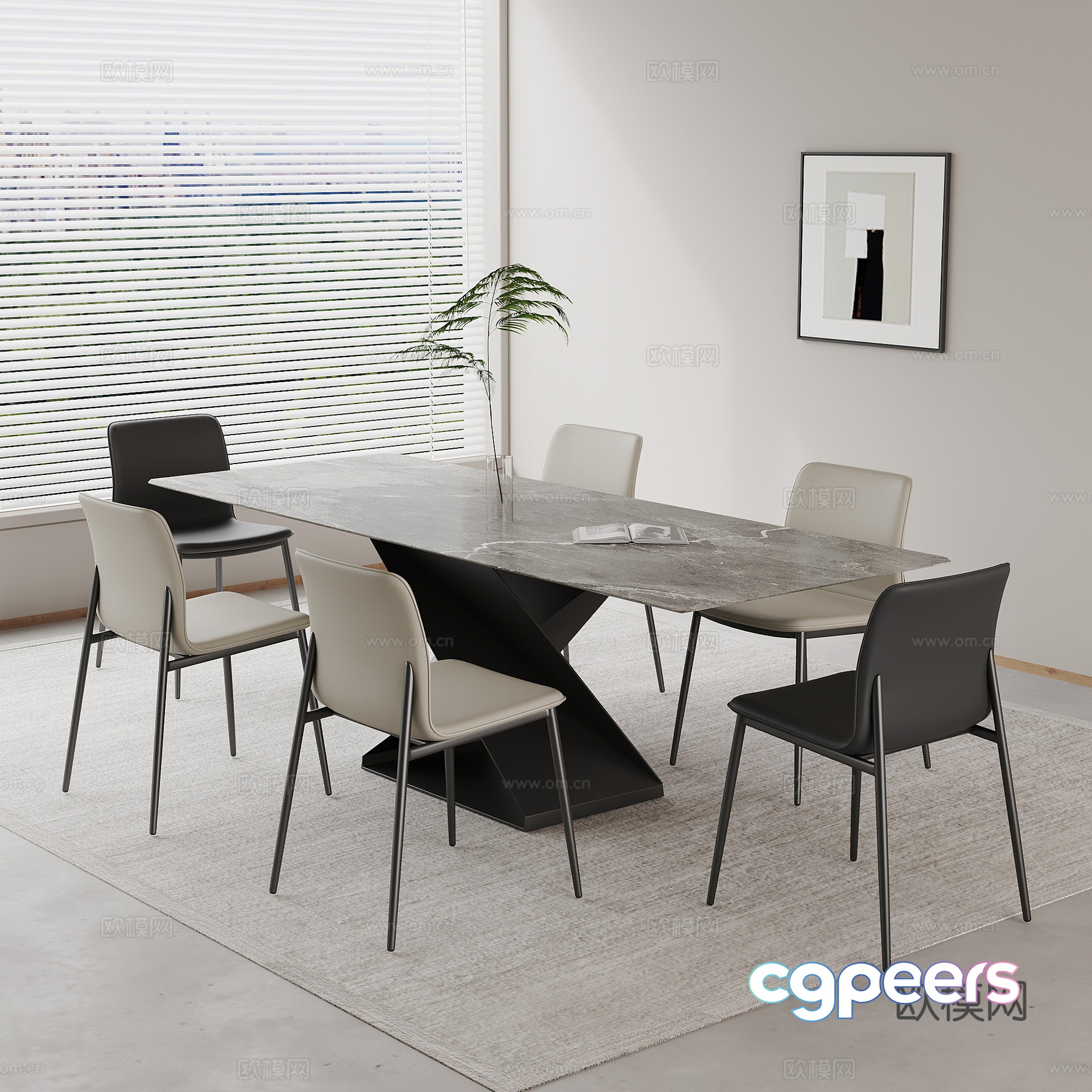 Modern dining table minimalist dining table 3d model Modern dining table minimalist dining table 3d model