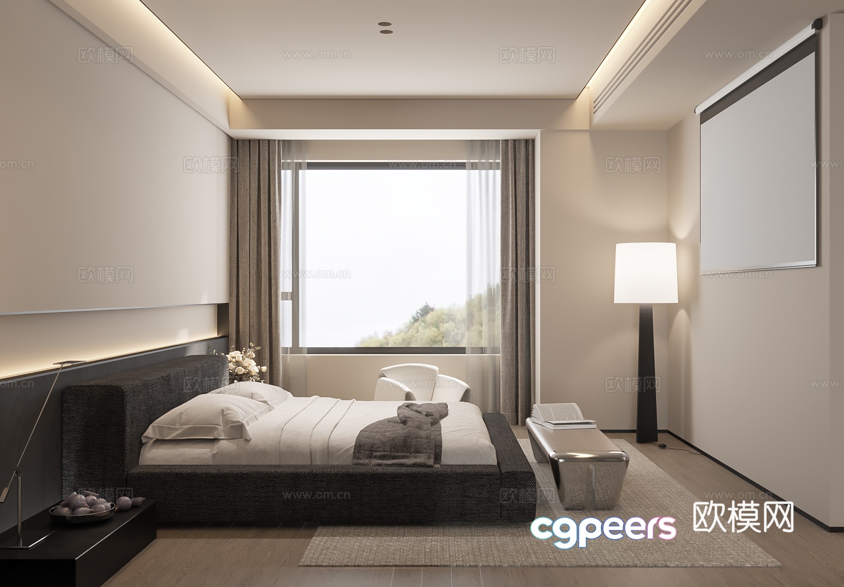 Modern minimalist home bedroom 3d model Modern minimalist home bedroom 3d model