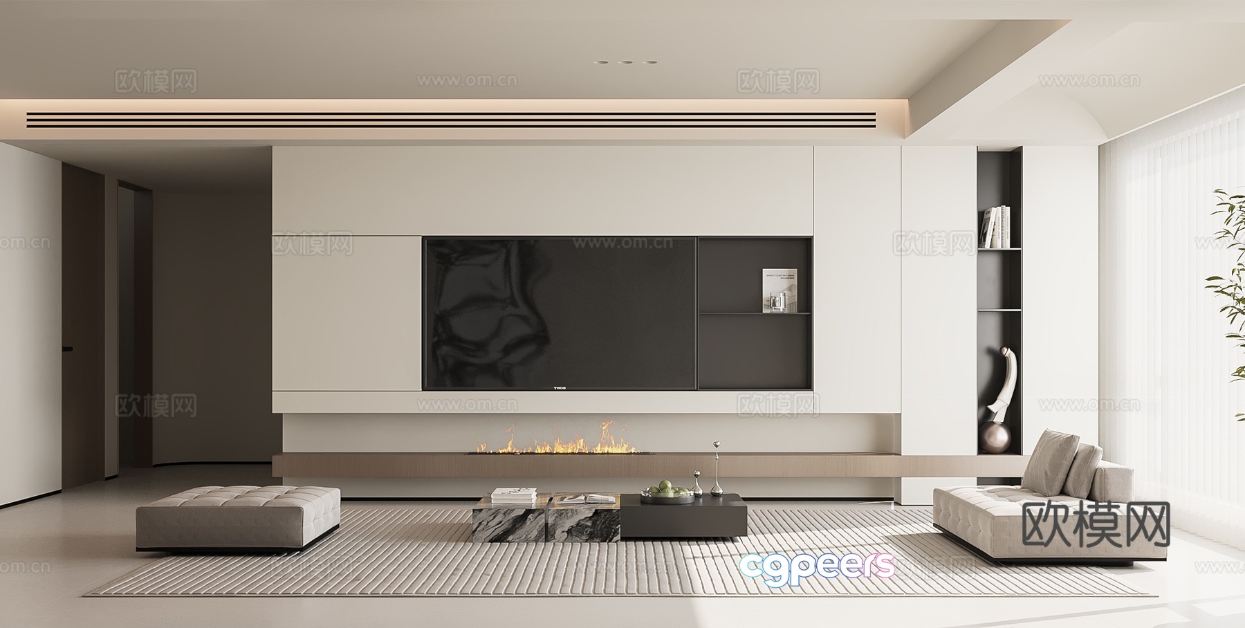Modern TV background wall 3d model Modern TV background wall 3d model